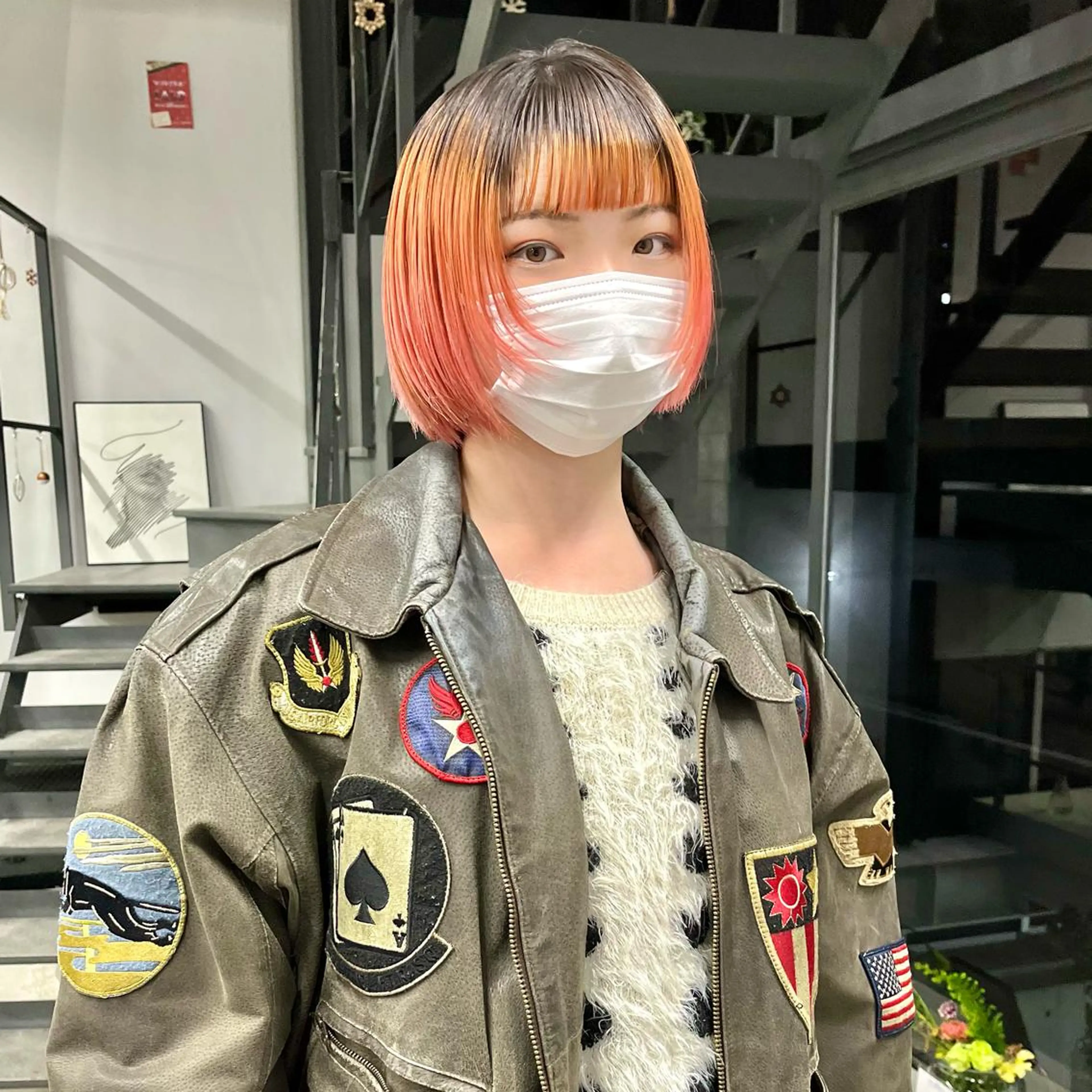 ミディアム カラー ブリーチ ピンクカラー 山口 モエのヘアスタイル