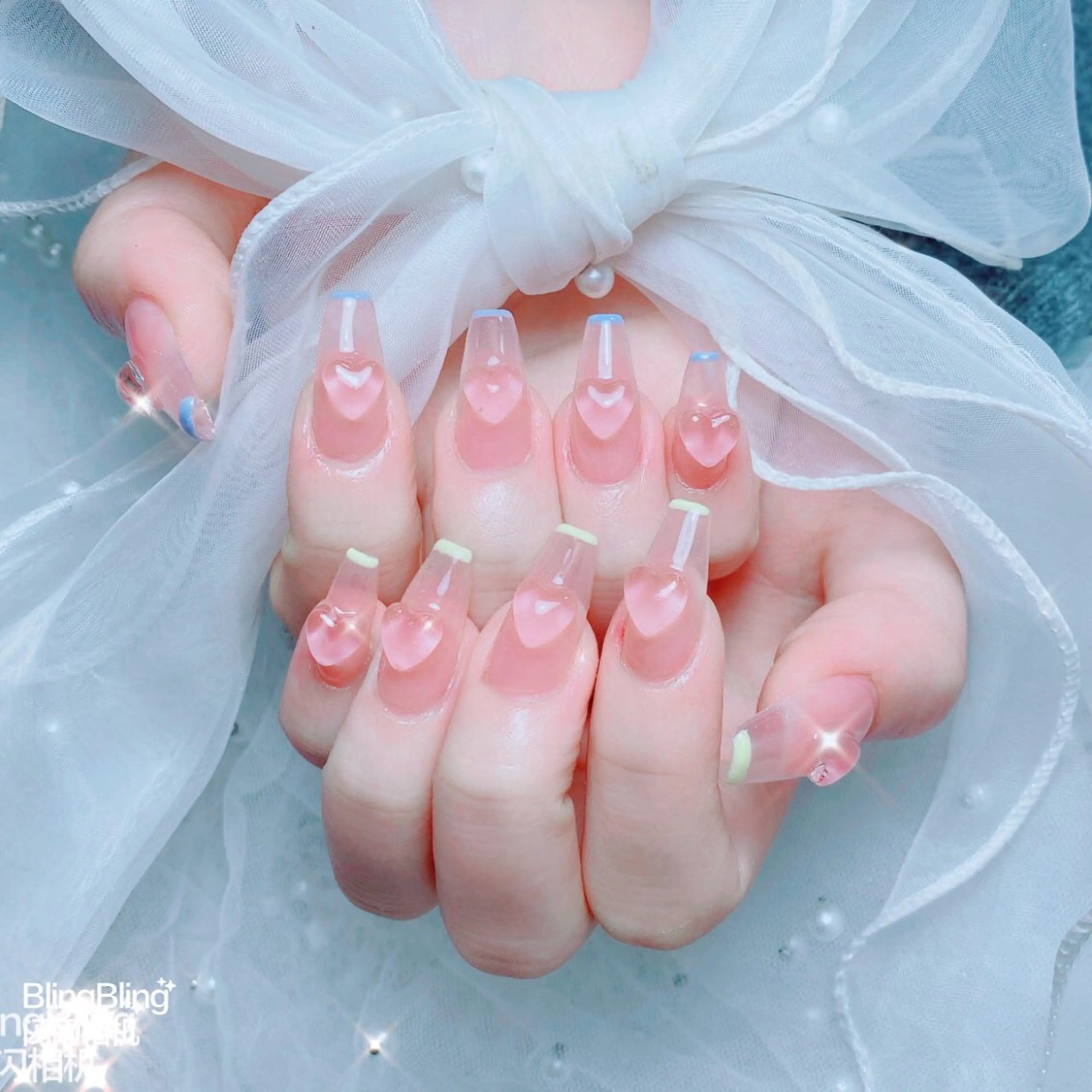 ネイル クリアネイル ハート ハンドネイル Candy nailのネイルデザイン