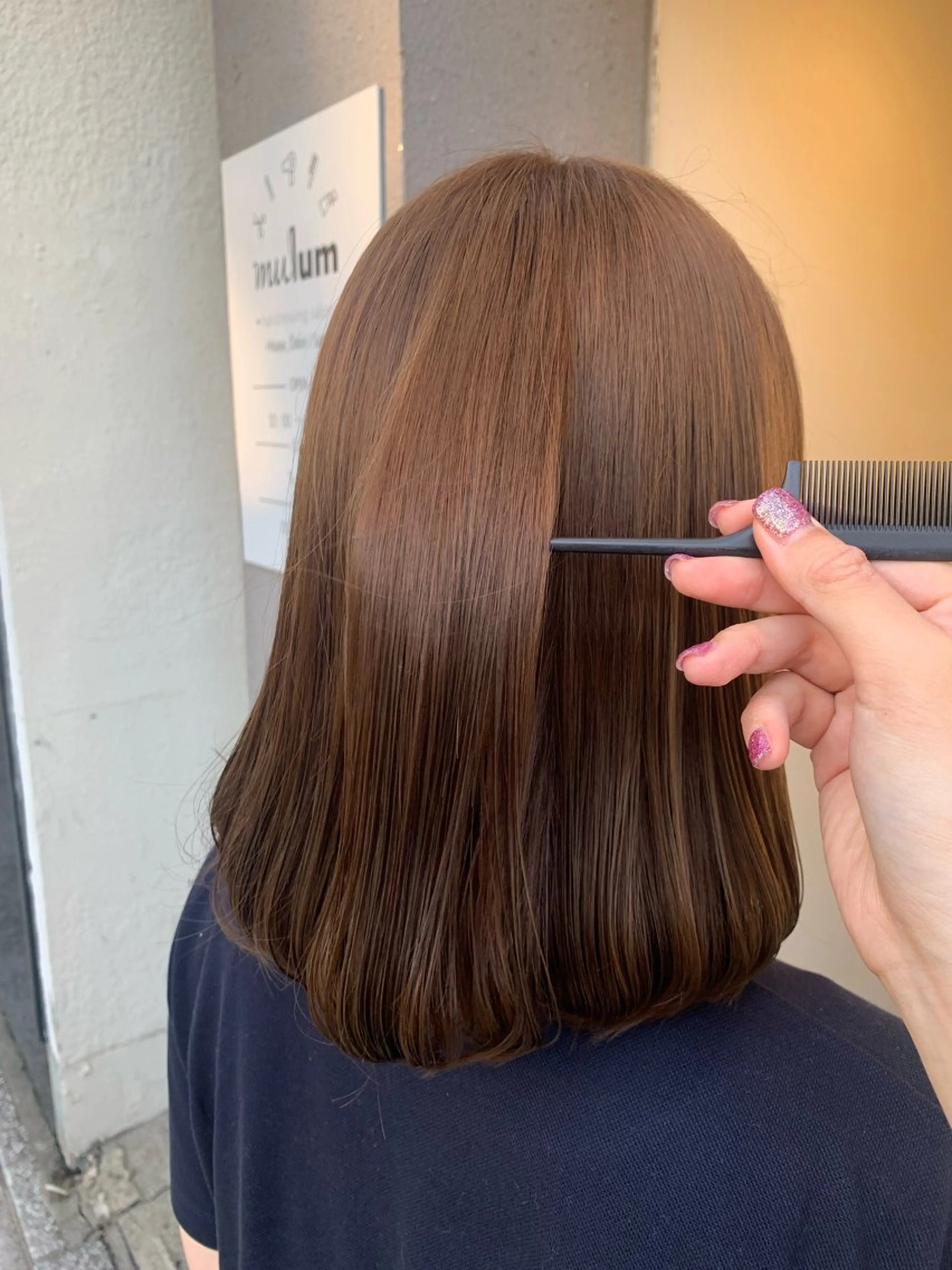 ミディアム カラー ベージュカラー ボブ カット ヘアカラー トリートメント mulum hair dressing salon所属・yuuki🌷名古屋 栄　ボブ/カラーのヘアスタイル