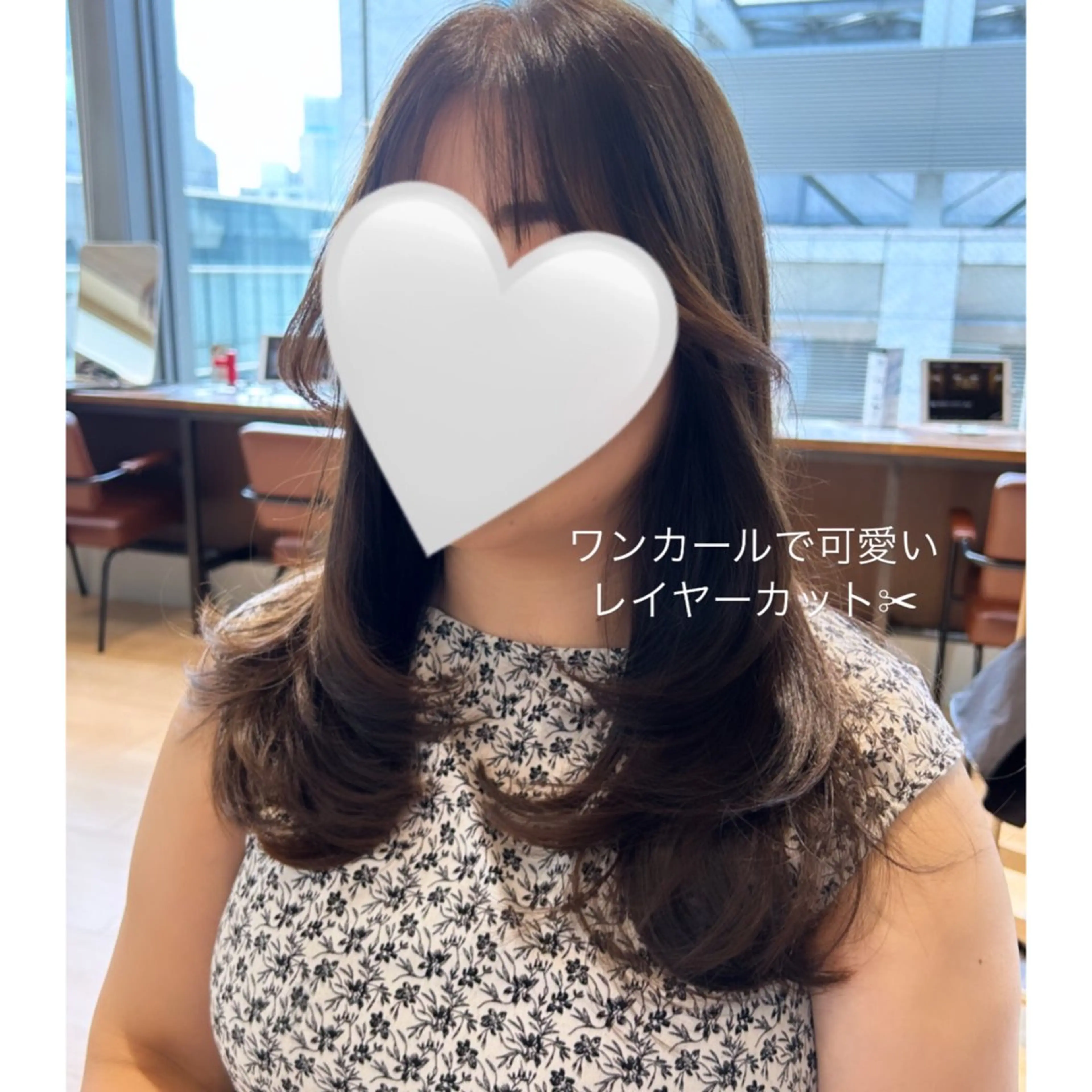 セミロング カラー 顔周りカット ハイレイヤー 韓国風ヘア レイヤーカット 🍼顔周りカット/ レイヤー/小川華奈のヘアスタイル