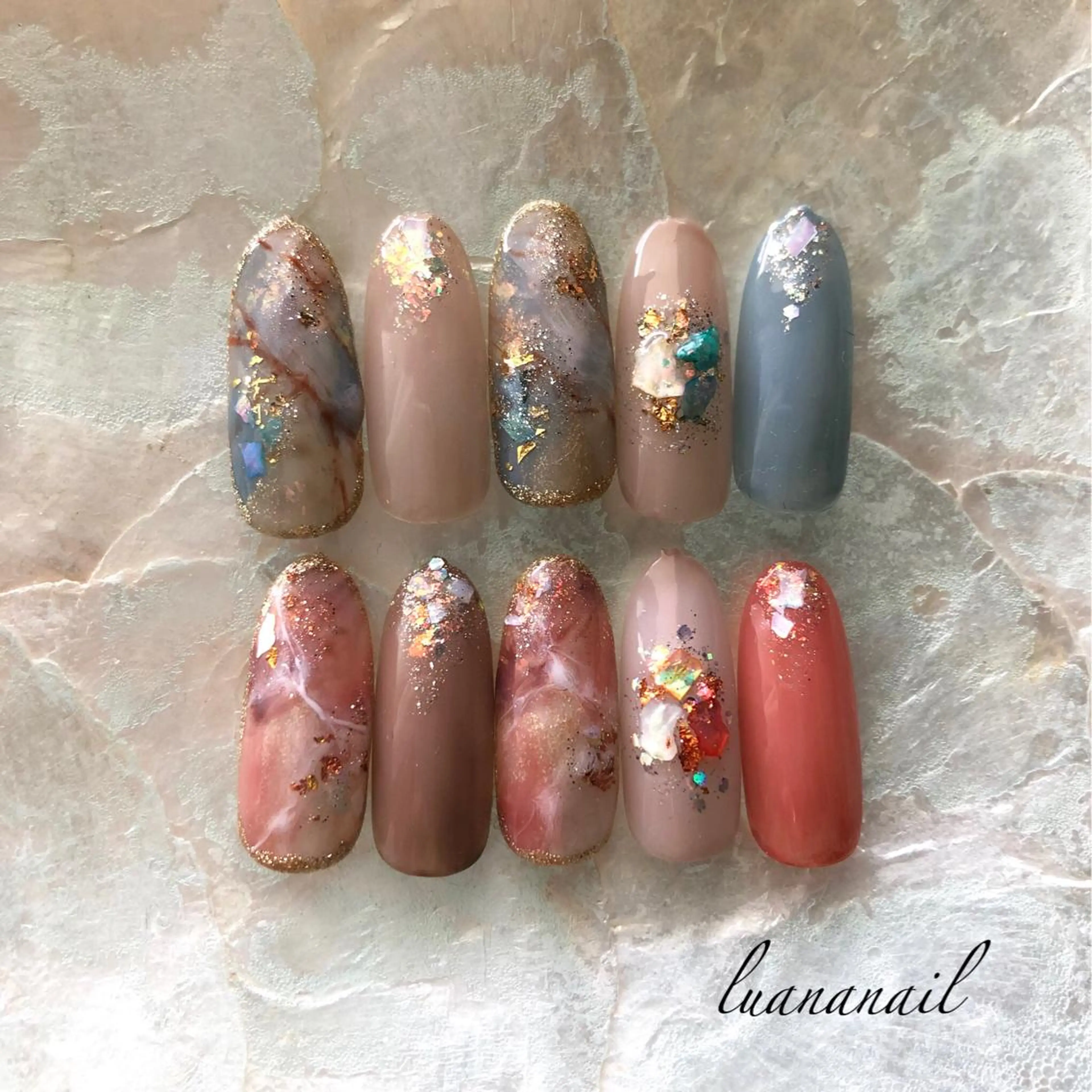ネイル 大理石ネイル(マーブル) ハンドネイル luana nailのネイルデザイン