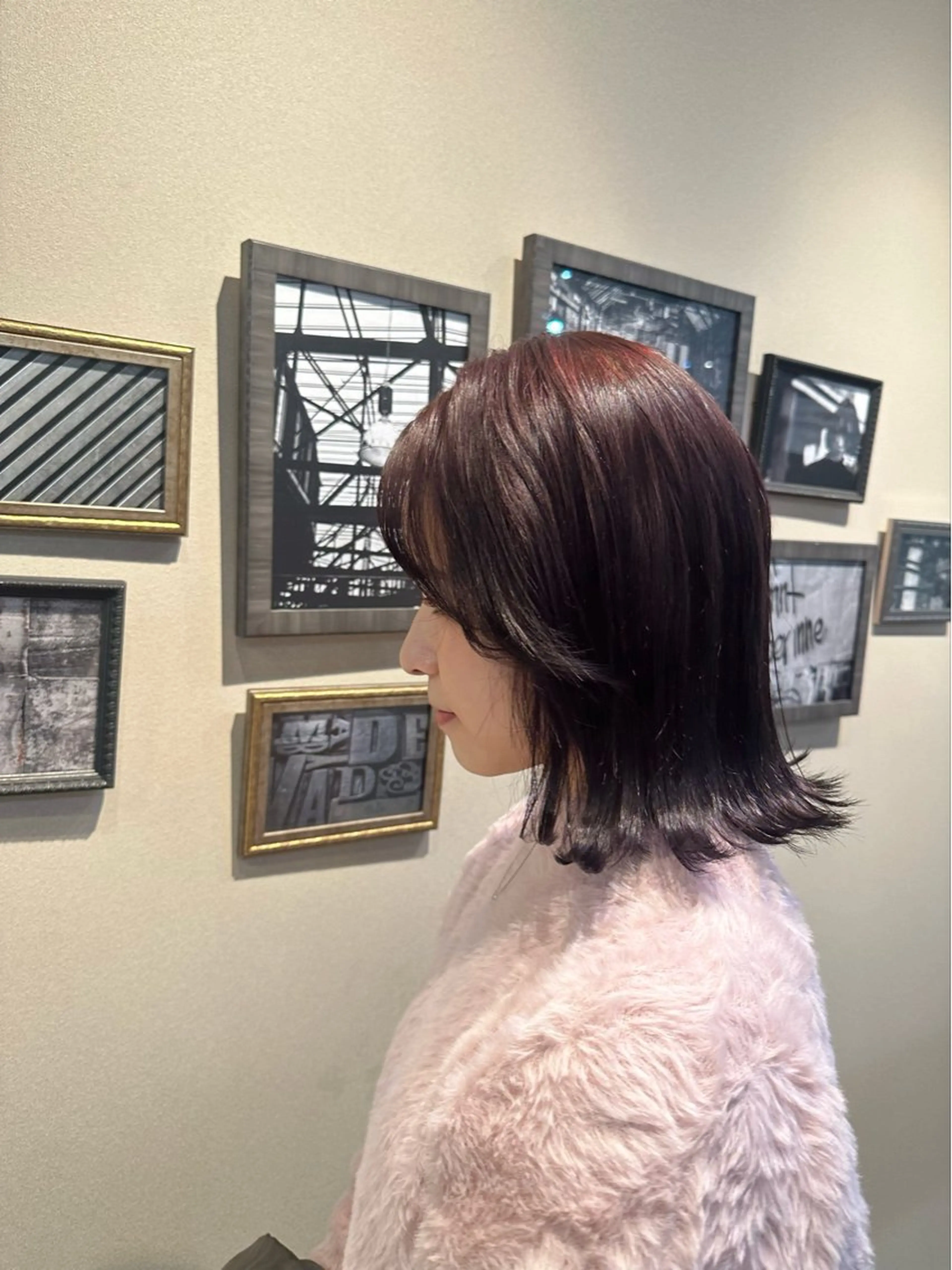 ミディアム カラー レッドカラー Sara newi 🎀透明感🎀のヘアスタイル