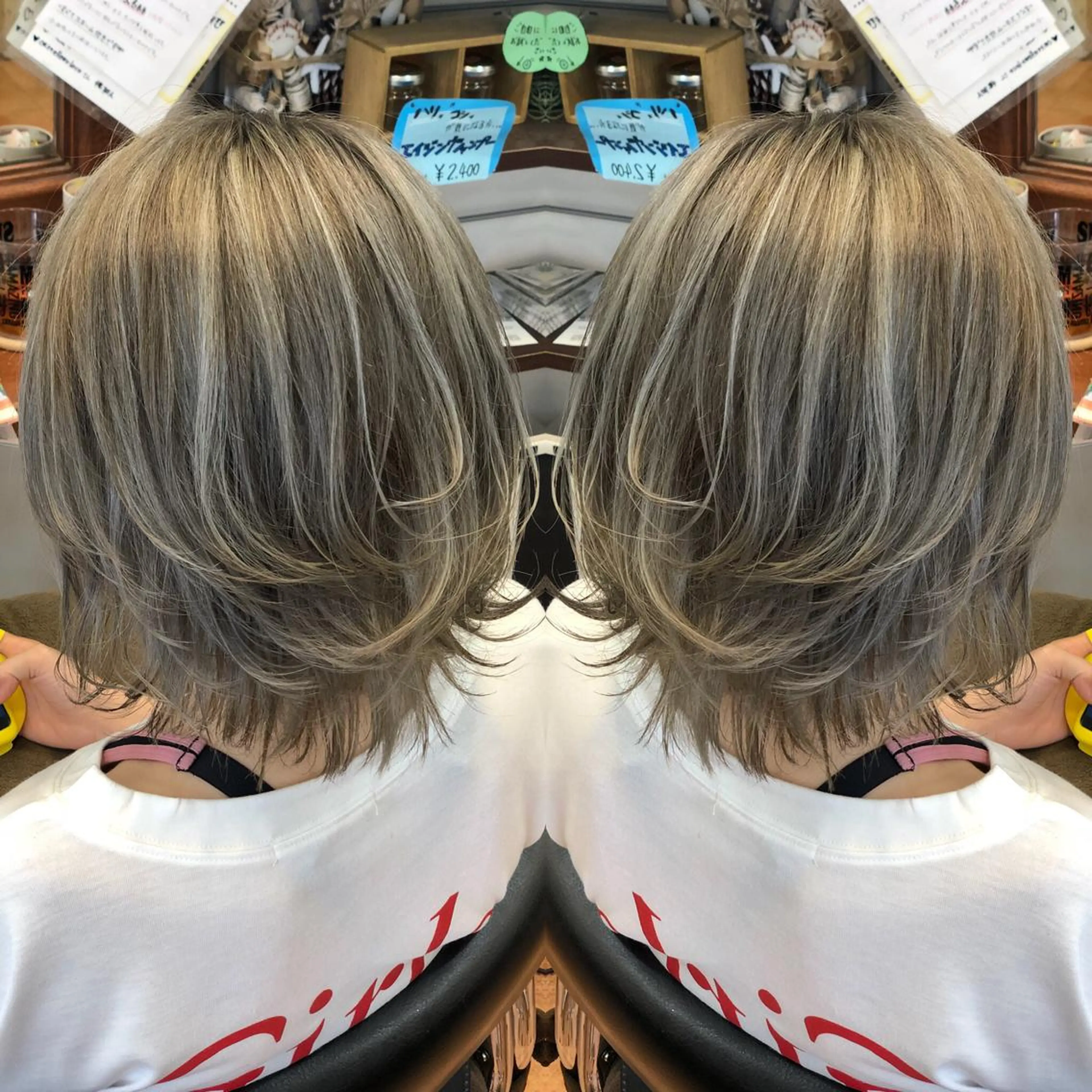 ショート ハイライト ヘアカラー トリートメント LOCO Ko-kiのヘアスタイル