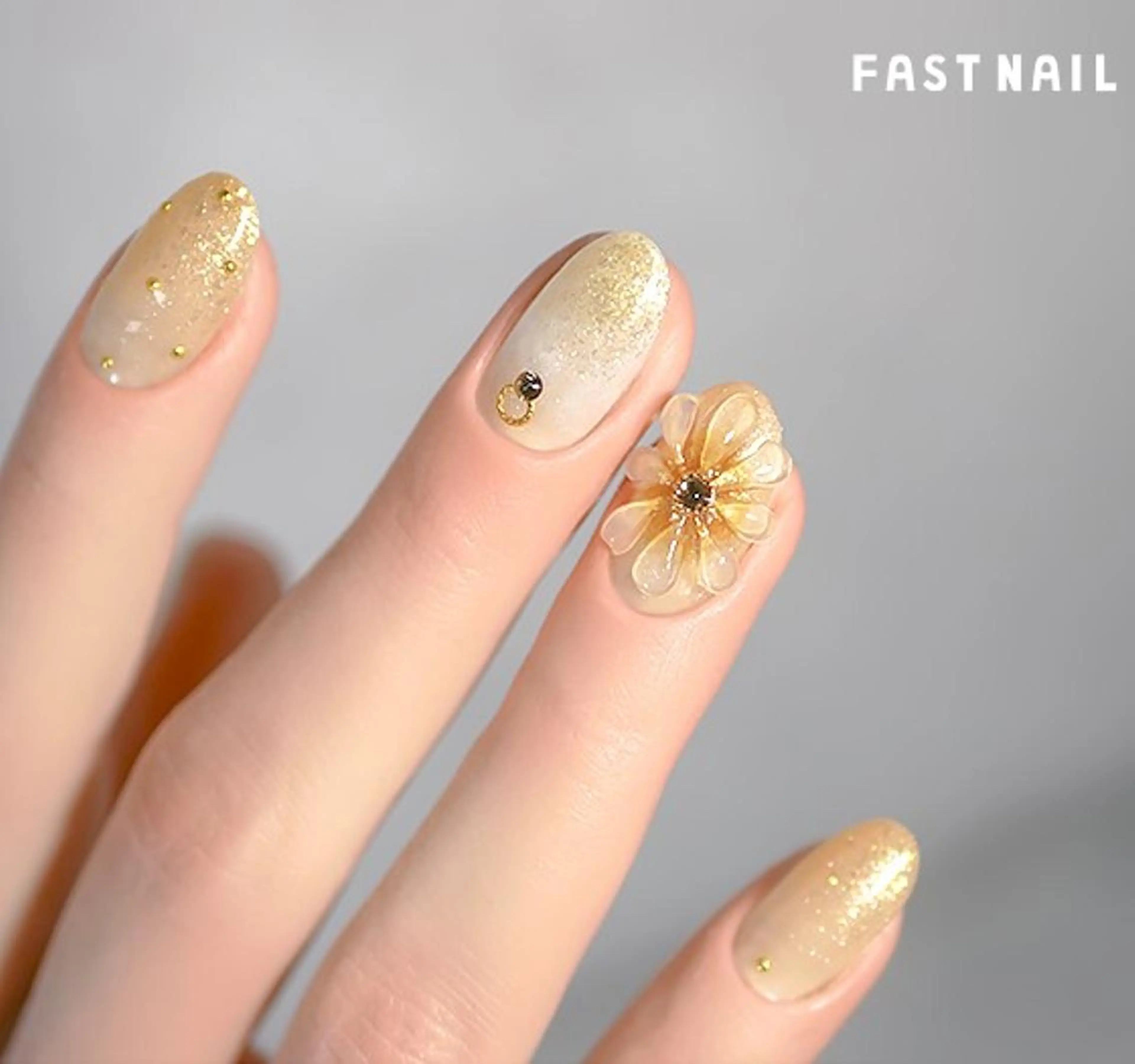 ネイル アートネイル クリアネイル キラキラネイル ラメ(グリッター) オレンジ FASTNAIL LOCO東大和店のネイルデザイン
