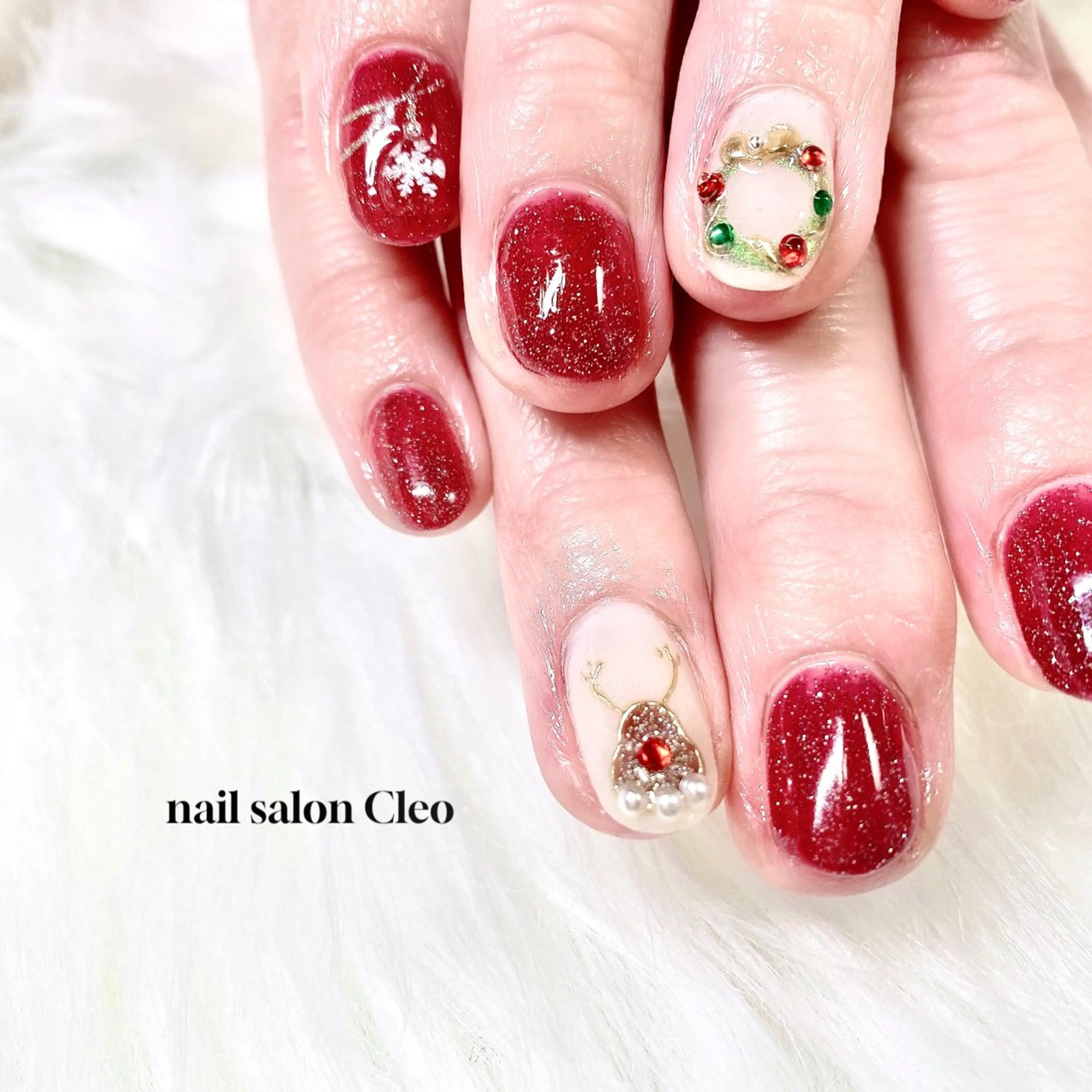 ネイル アートネイル 冬ネイル クリスマス Cleo クレオのネイルデザイン