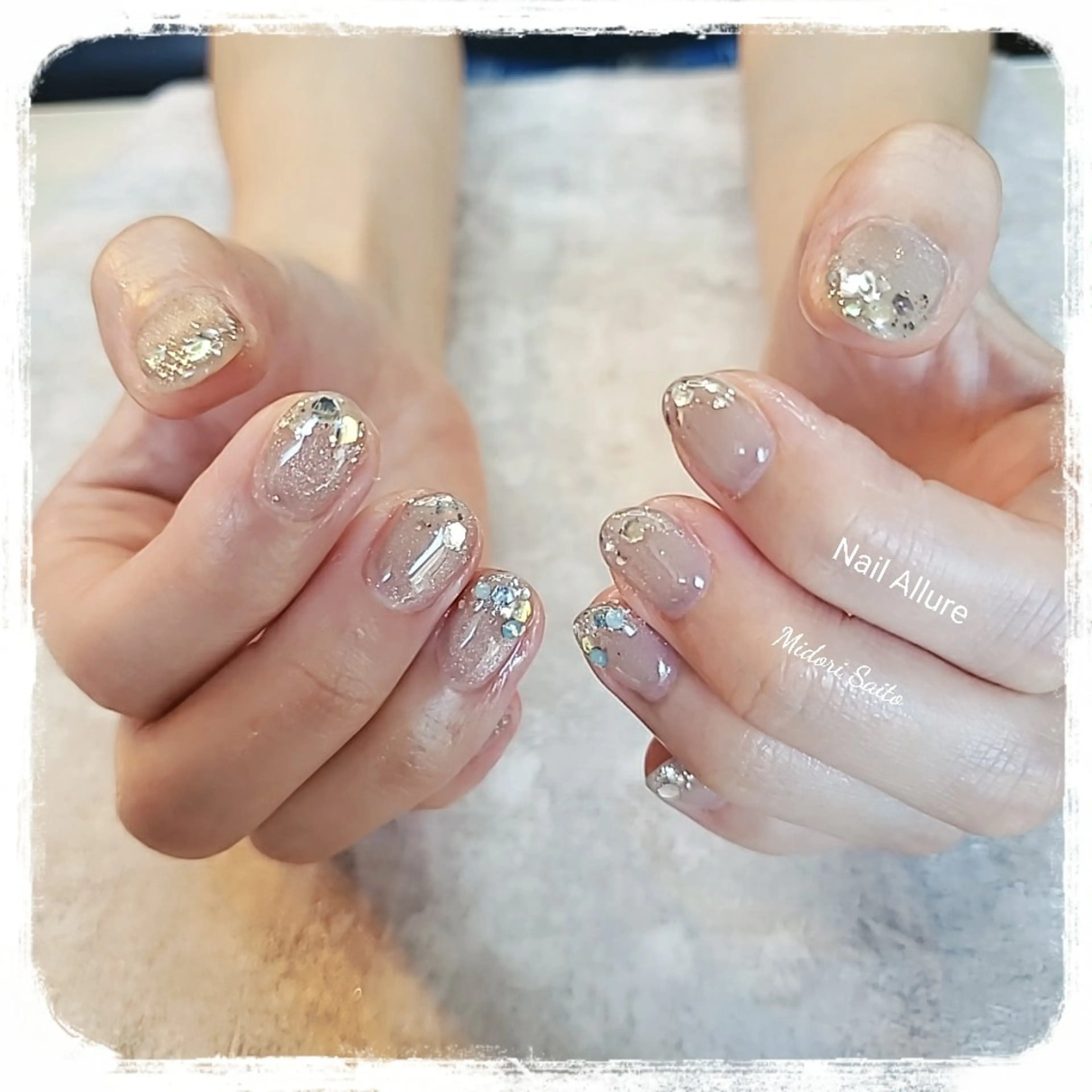 ネイル ジェルネイル グリーン マグネットネイル ショートネイル シンプルネイル Nail Allure(ネイル アルーア)所属・Nail Allureのネイルデザイン