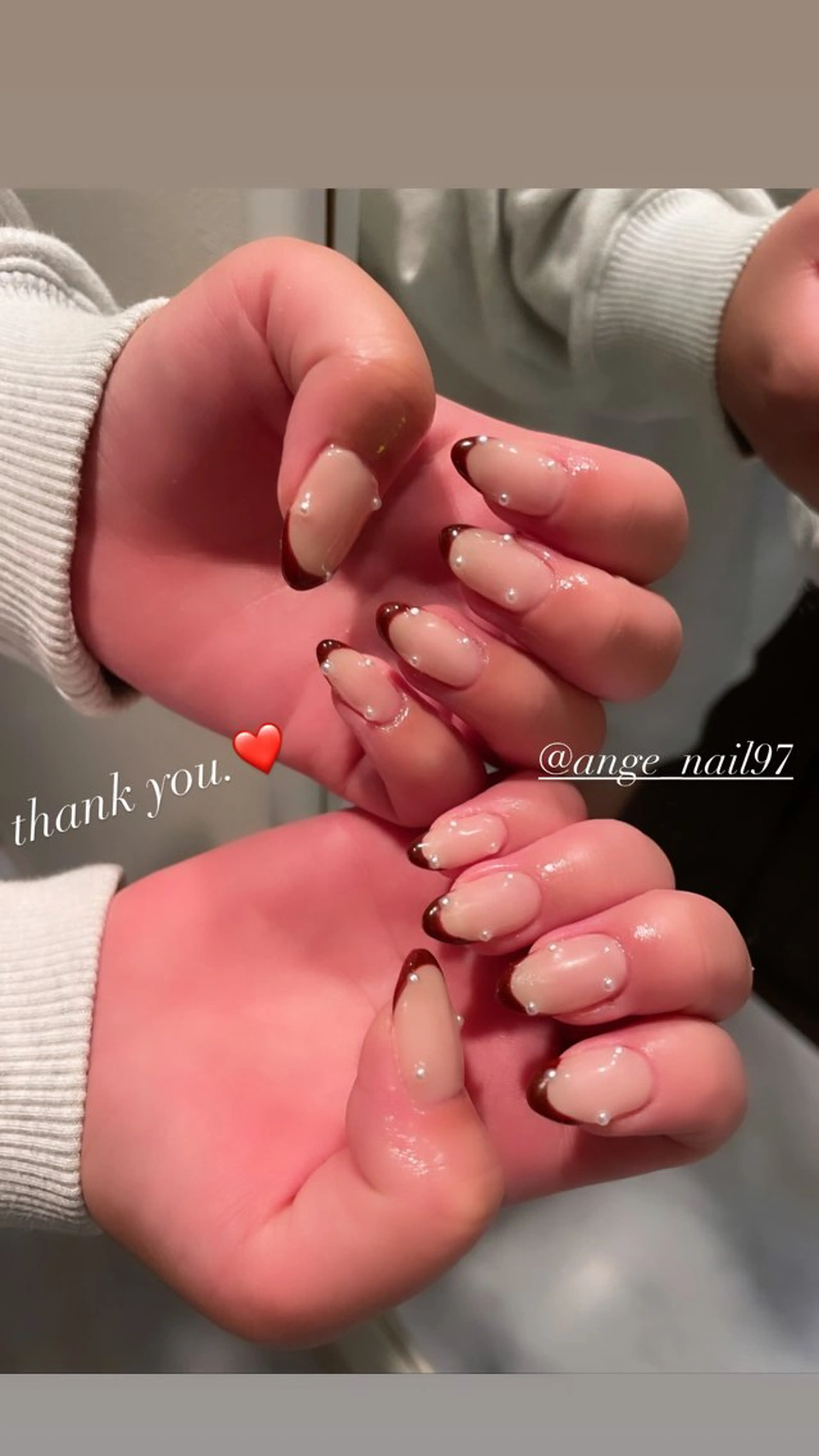 ネイル ボルドー フレンチネイル ジェルネイル 赤色 ハンドネイル Nail salon 🎀Angeのネイルデザイン