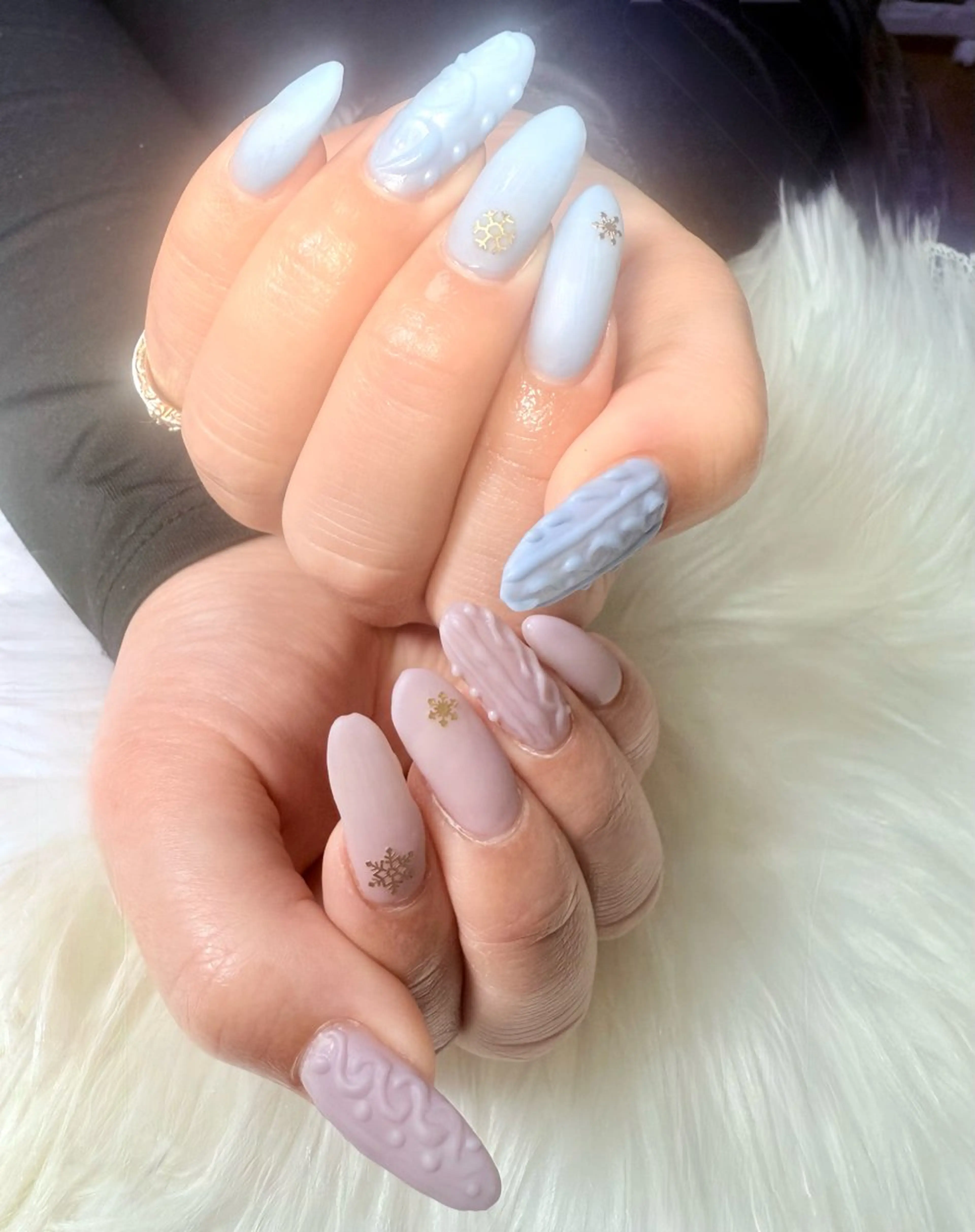 ネイル ブルー ピンク ハンドネイル フットネイル miwa ミワのネイルデザイン