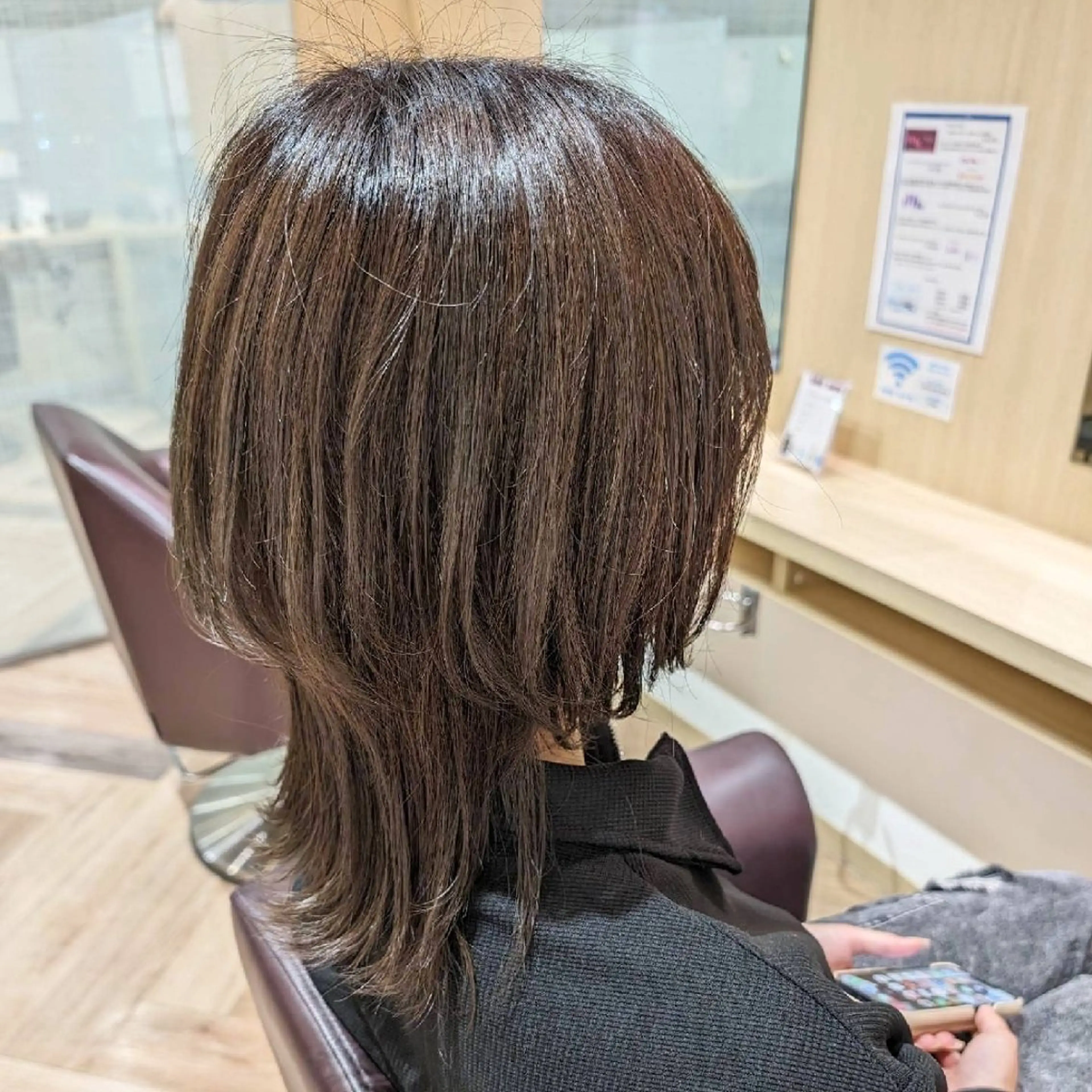 セミロング ヘアカラー ツヤ髪🎀暖色カラー さとあみのヘアスタイル
