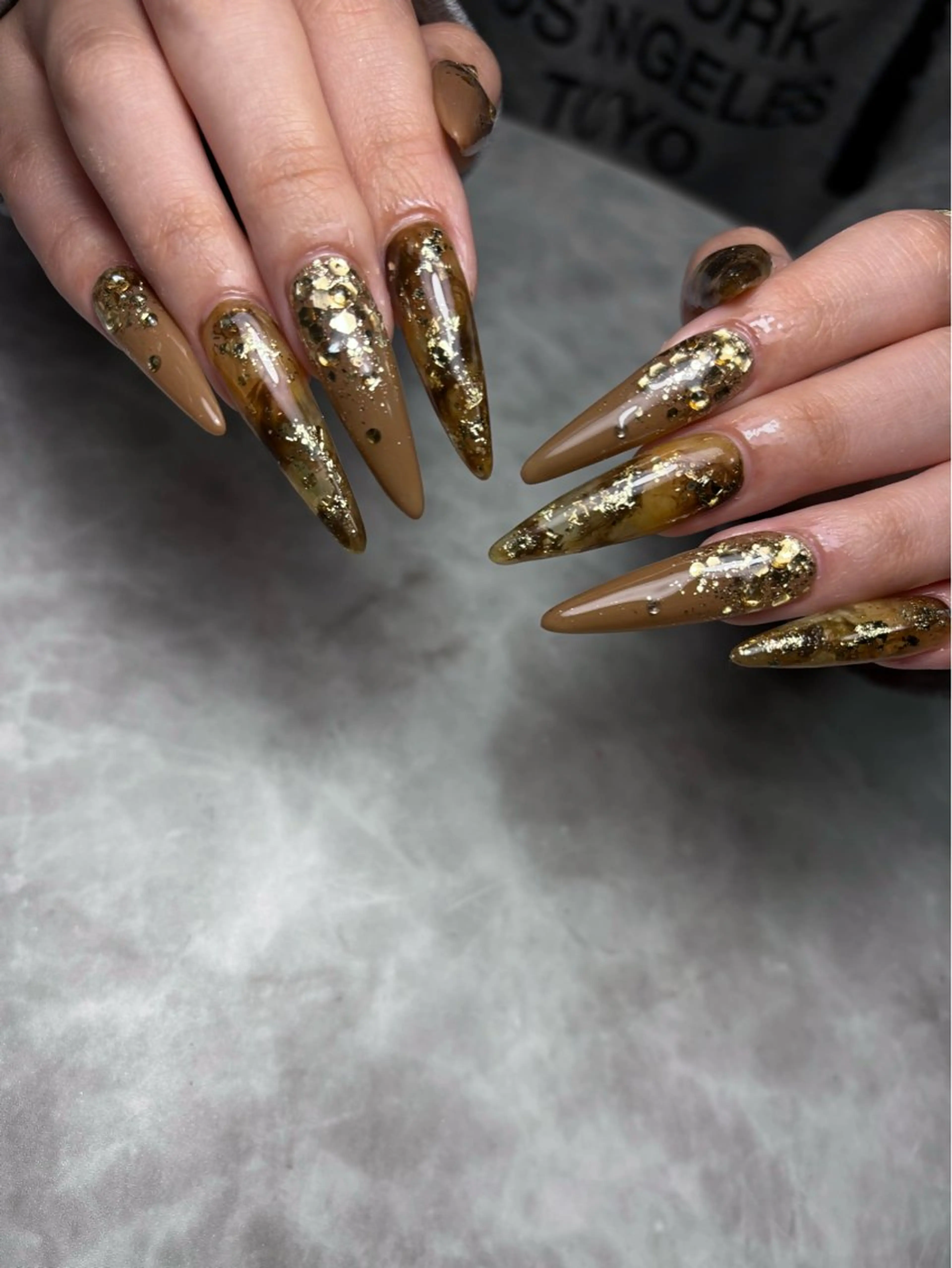 ネイル ロングネイル 大理石ネイル(マーブル) スカルプネイル ハンドネイル Nailsalon E's cafeのネイルデザイン