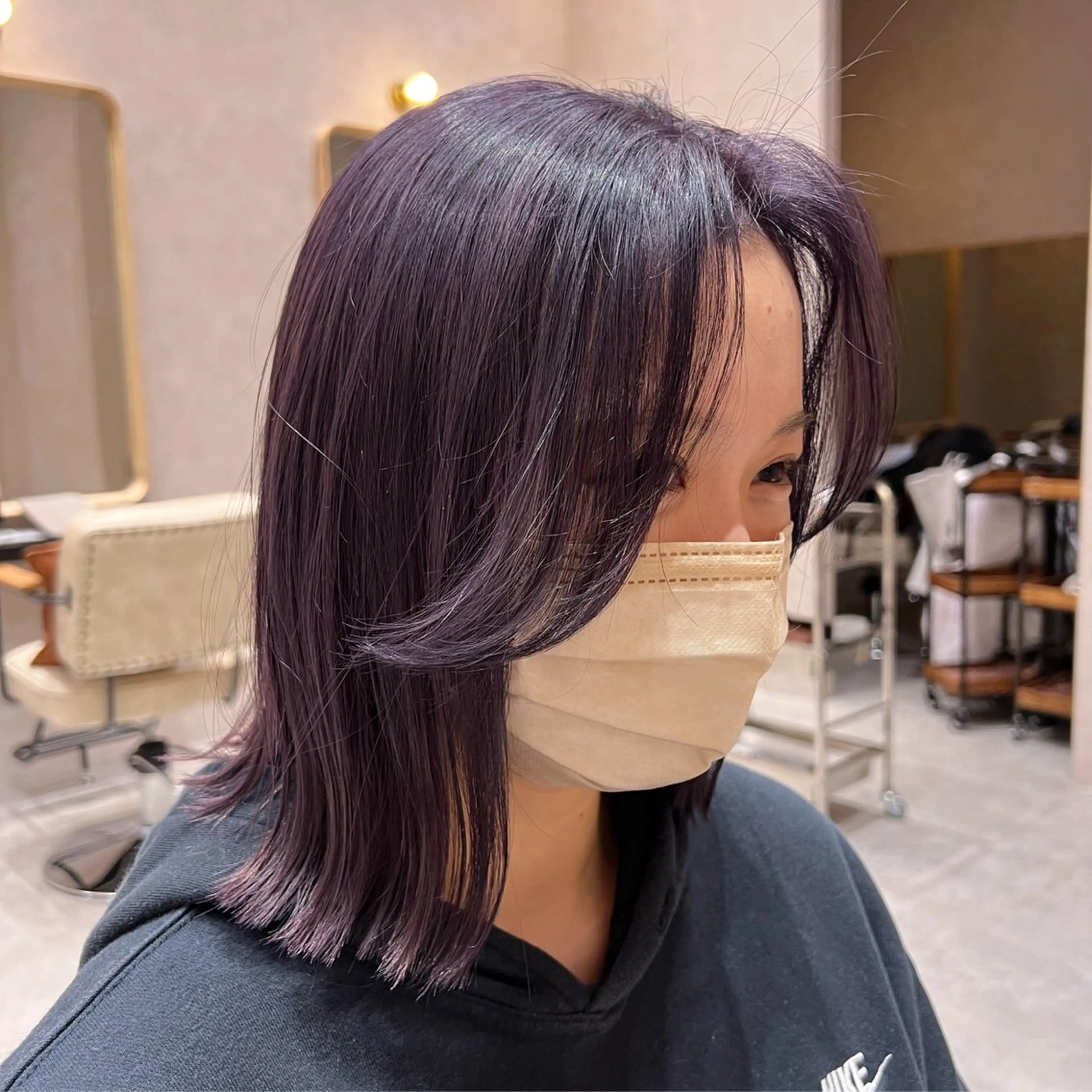 ミディアム カラー 透明感カラー ダブルカラー パープルカラー ヘアカラー 透明感/ダブルカラー /kazui🐈のヘアスタイル