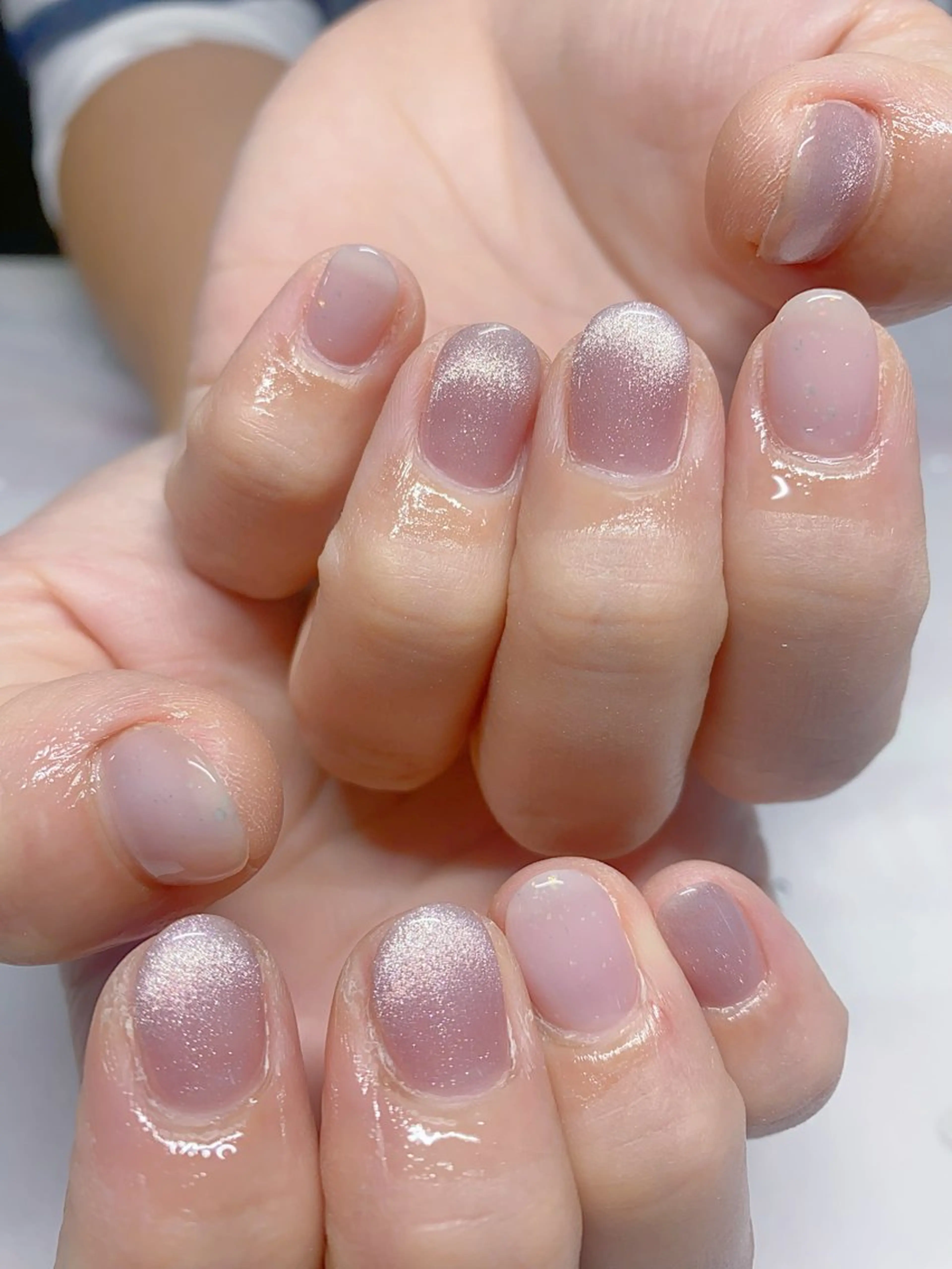 ネイル ラメ(グリッター) マグネットネイル ピンク ハンドネイル Jasmine nailsalon所属・ジャスミン ネイルサロンのネイルデザイン