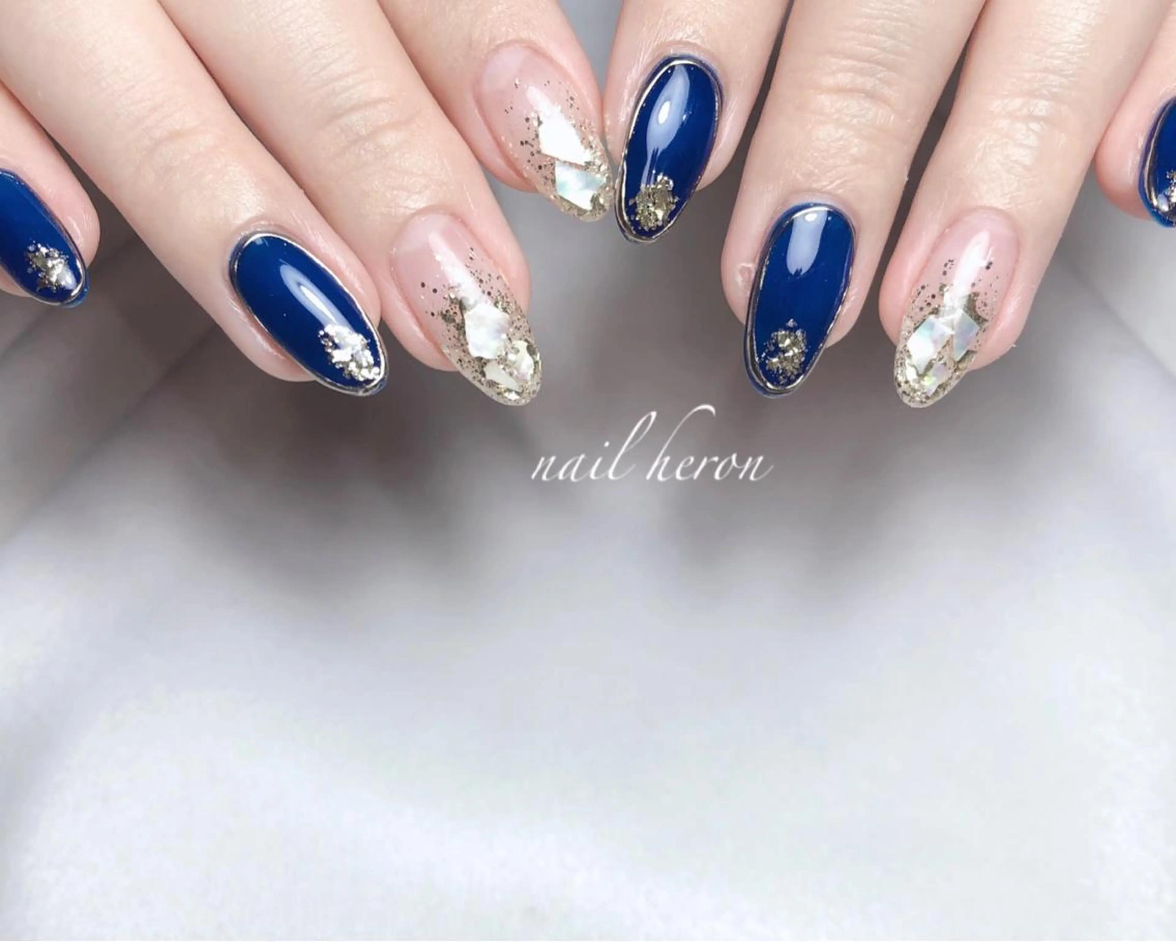 ネイル ゴールド ネイビー ハンドネイル nail heron所属・saki_ nail heronのその他イメージ