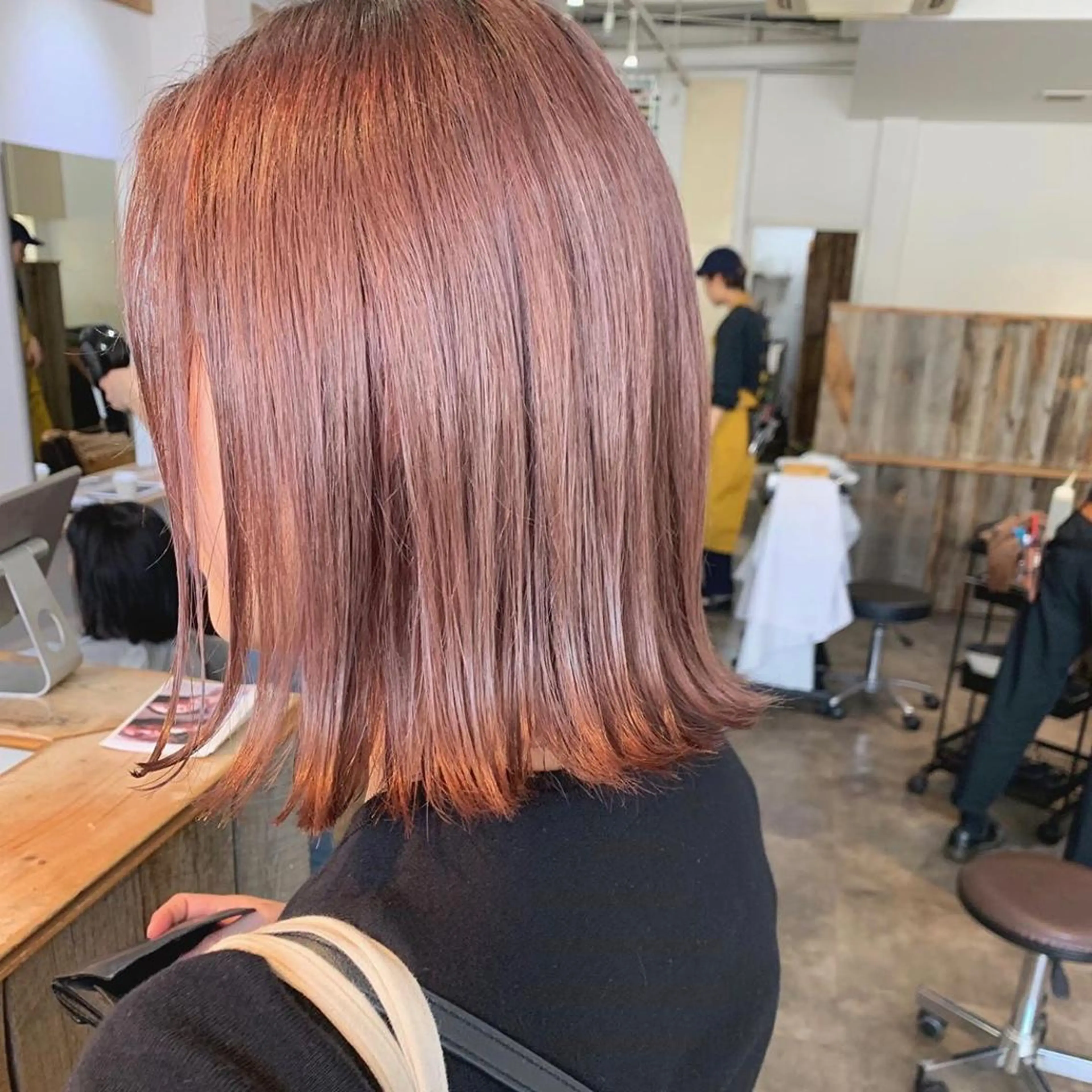 ミディアム カラー パーマ ヘアアレンジ ヘアカラー トリートメント パーマ/透明感カラー /ボブ/吉田一生のヘアスタイル