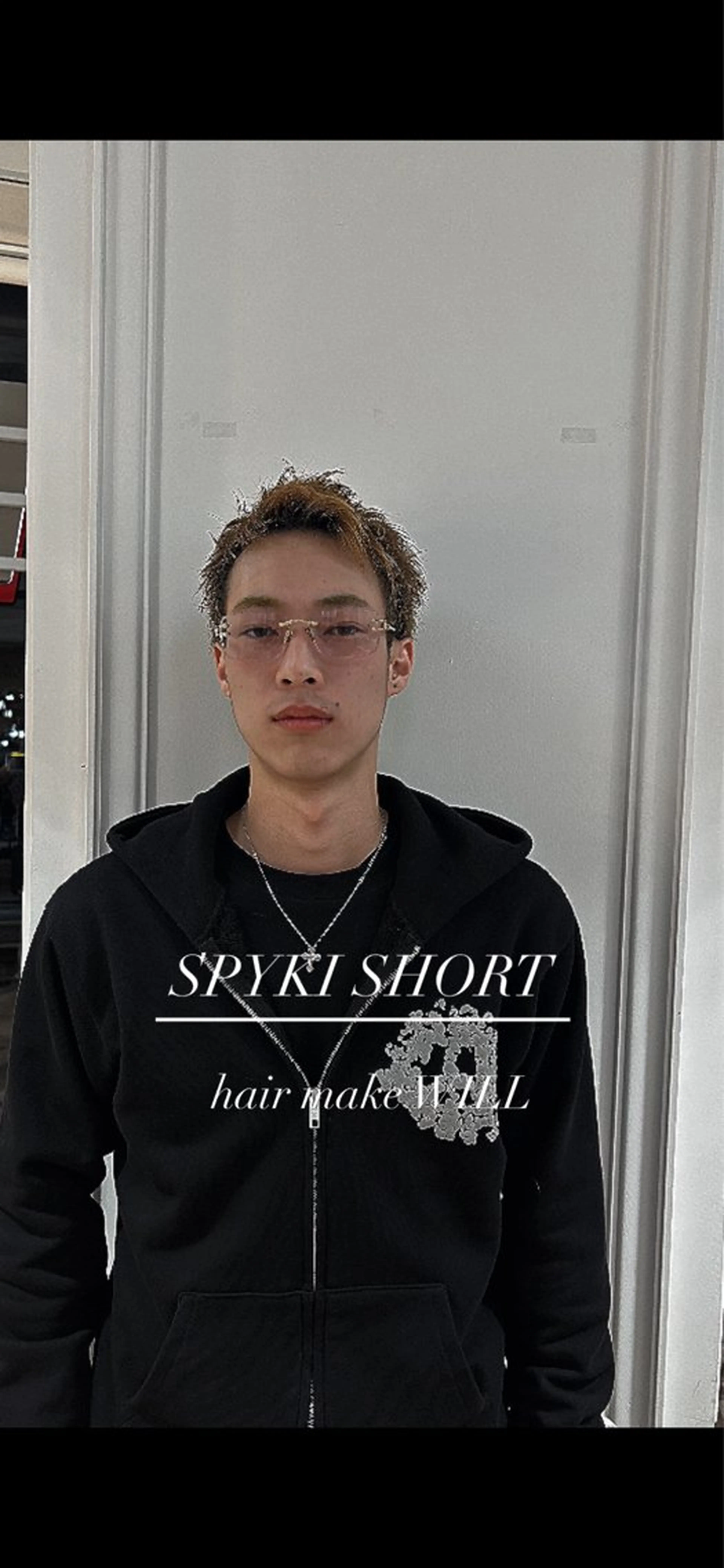 ショート カラー パーマ メンズ キッズ スパイキーショート ショートヘア パーマ Yuu/髪質改善 デザインカラーのヘアスタイル
