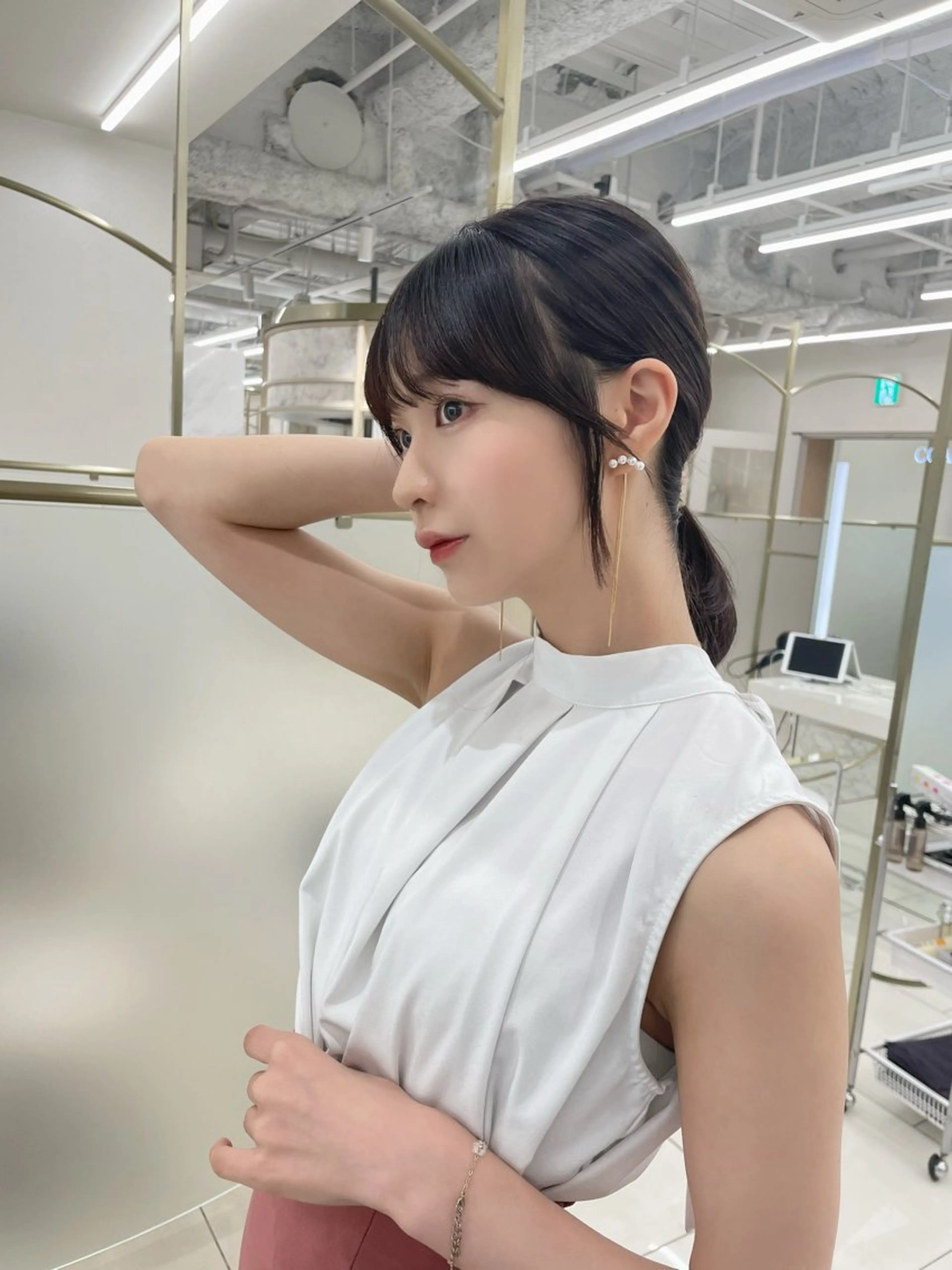 ミディアム カラー 小顔カット カット トリートメント COA GINZA 空也/前髪/顔まわりのヘアスタイル