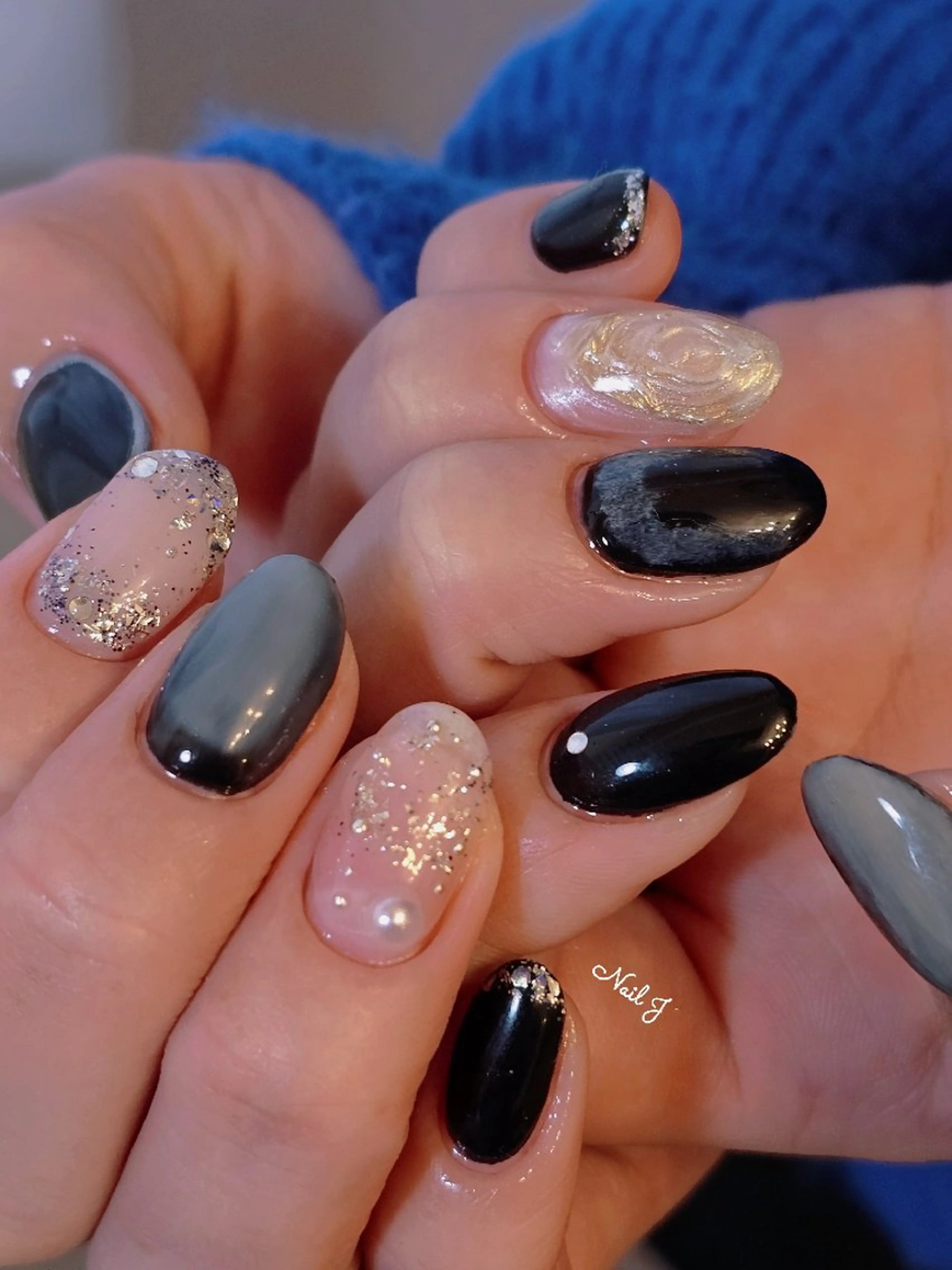 ネイル 韓国ネイル 冬ネイル ハンドネイル Nail Jのネイルデザイン