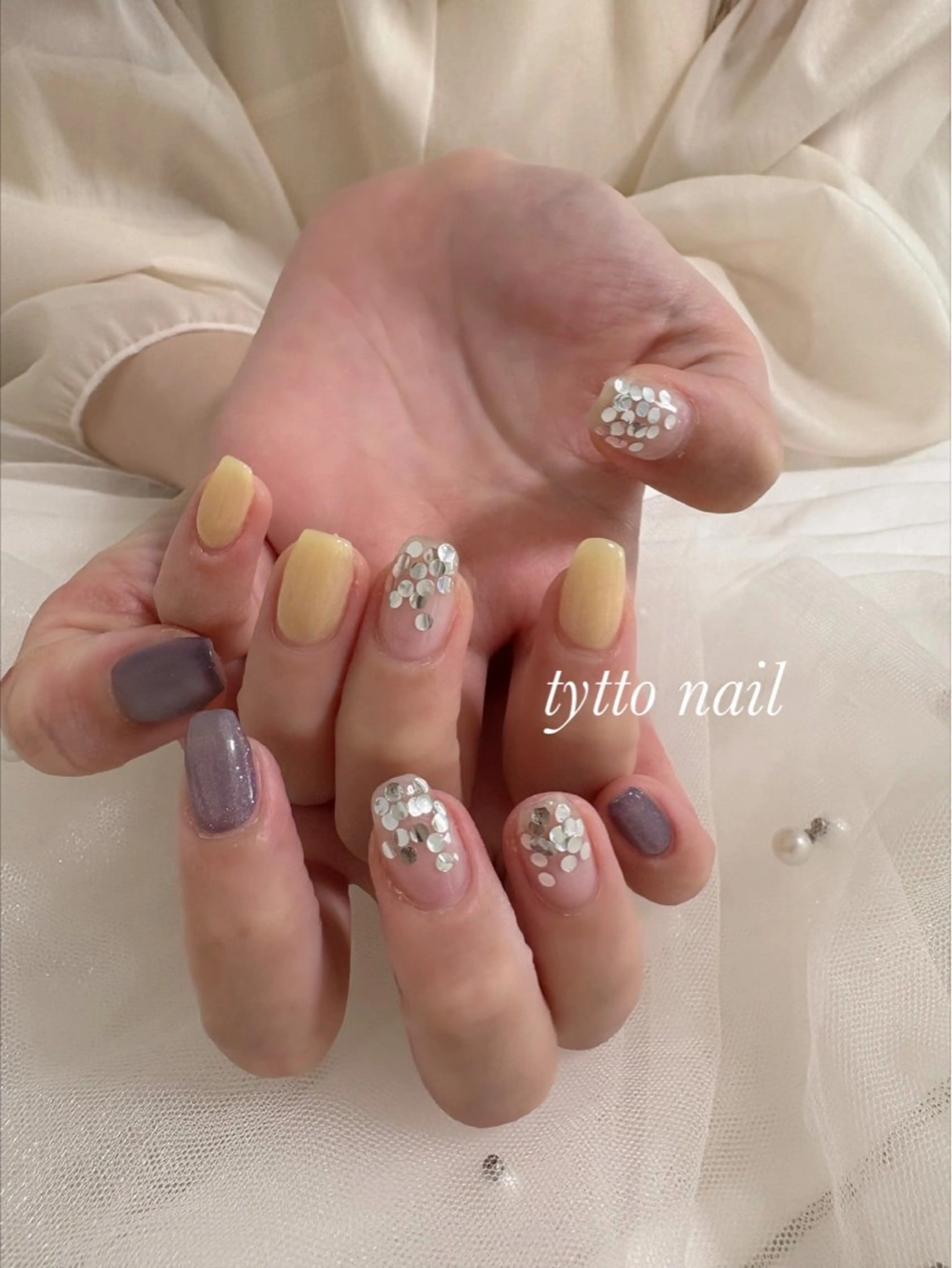 ネイル ホログラムネイル キラキラネイル マグネットネイル ネイビー ワンカラーネイル tytto nail ❤︎‪‪eri‪‪のネイルデザイン
