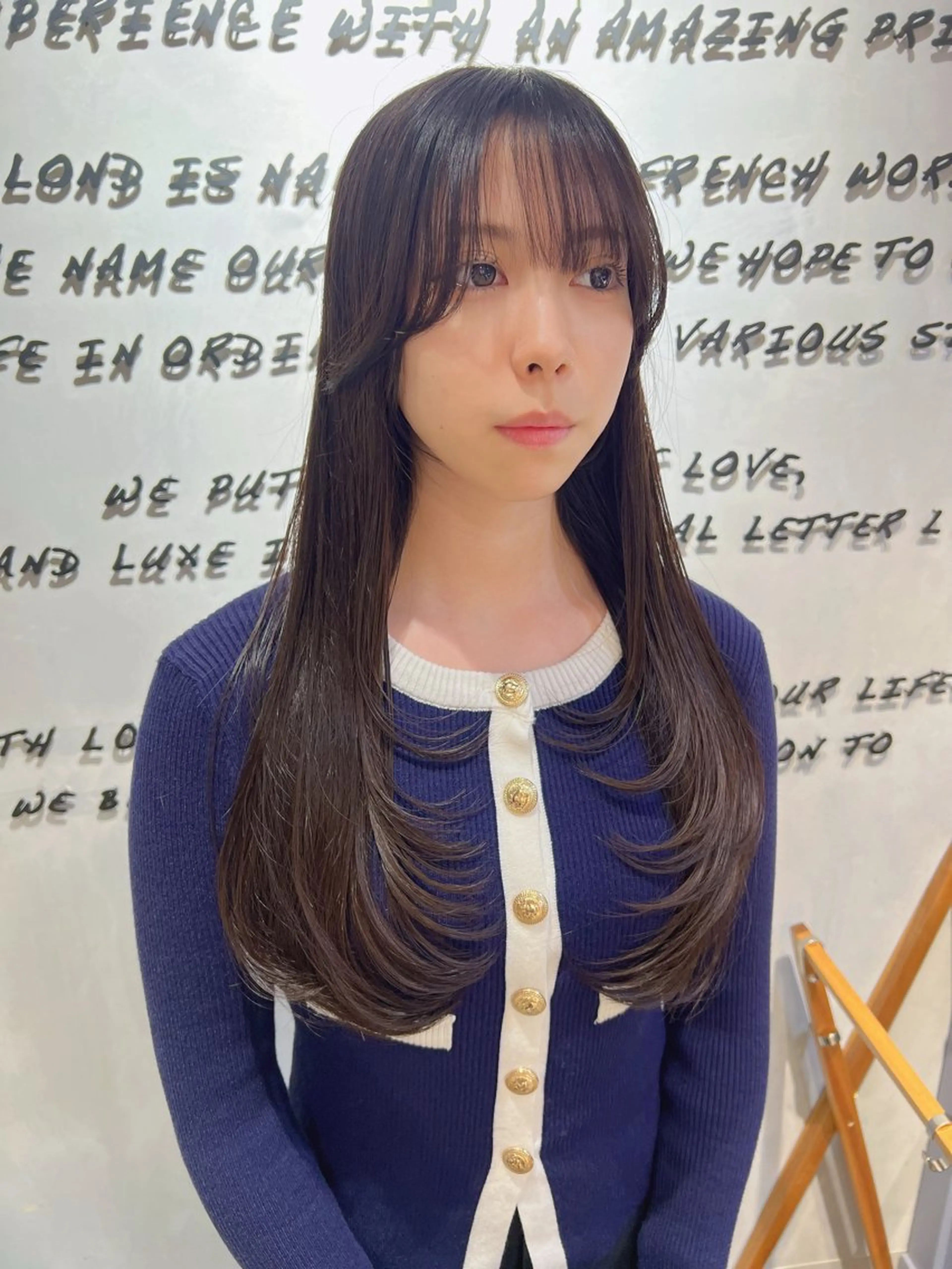 ロング カット 縮毛矯正 トリートメント 韓国風🇰🇷顔周り レイヤーカット羽田航のヘアスタイル