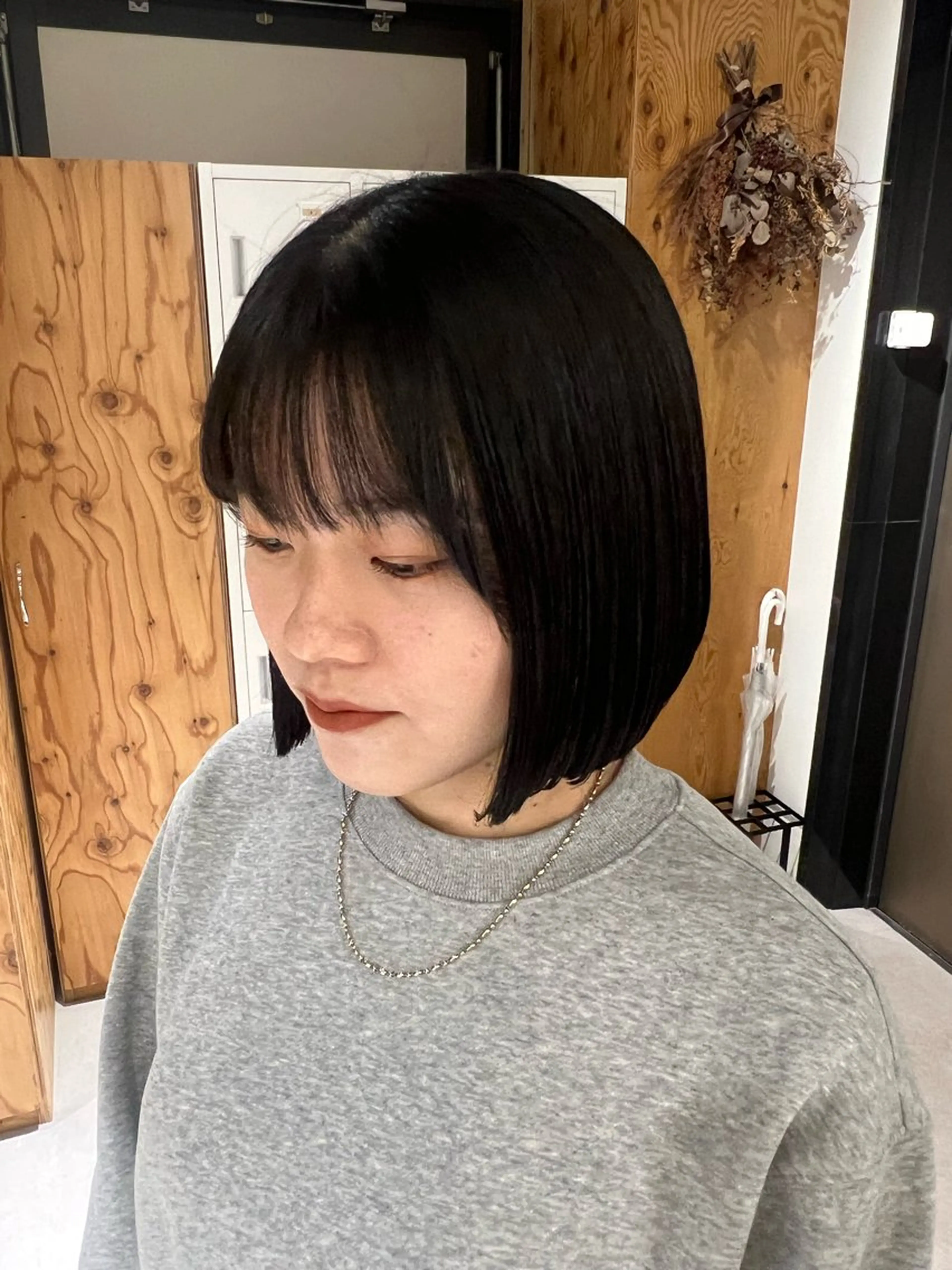 ショート 切りっぱなしボブ ボブ カット 梅田/顔周りカット /ボブ/RINKAのヘアスタイル