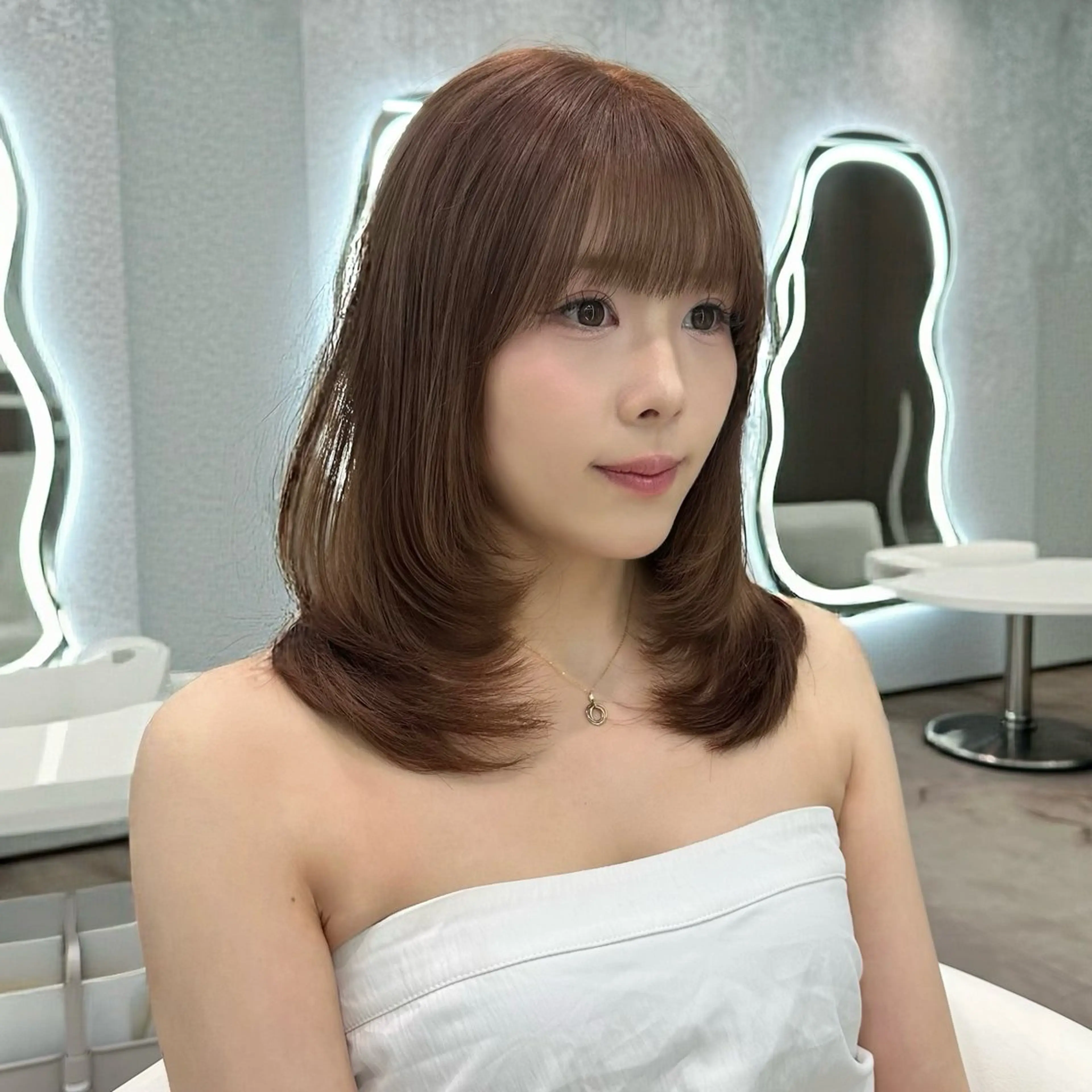 ミディアム カット ヘアカラー トリートメント ブリーチなしW🎀 髪質改善/はのんのヘアスタイル