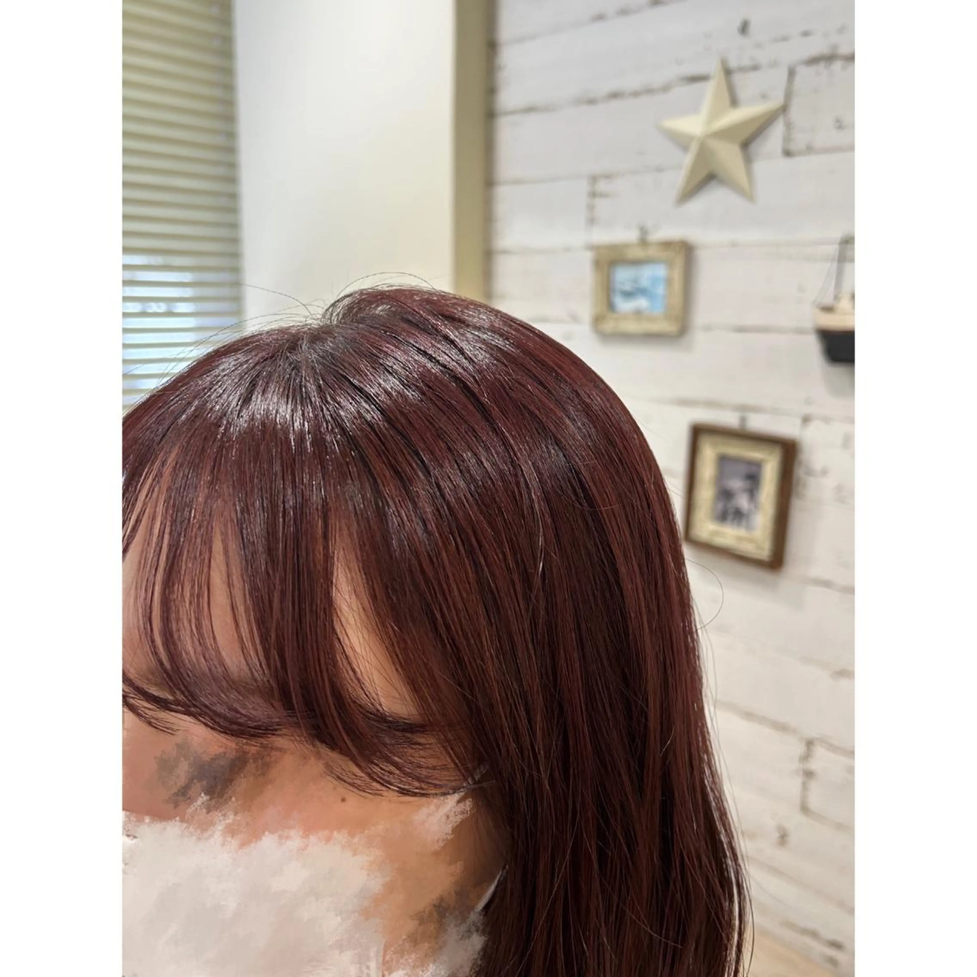 セミロング カラー ブリーチ ブリーチなしカラー ピンクカラー レッドカラー ヘアカラー トリートメント Mplus  二子玉川所属・◎鹿嶋◎暖色ｶﾗｰ /ﾒﾝｽﾞﾊﾟｰﾏのヘアスタイル