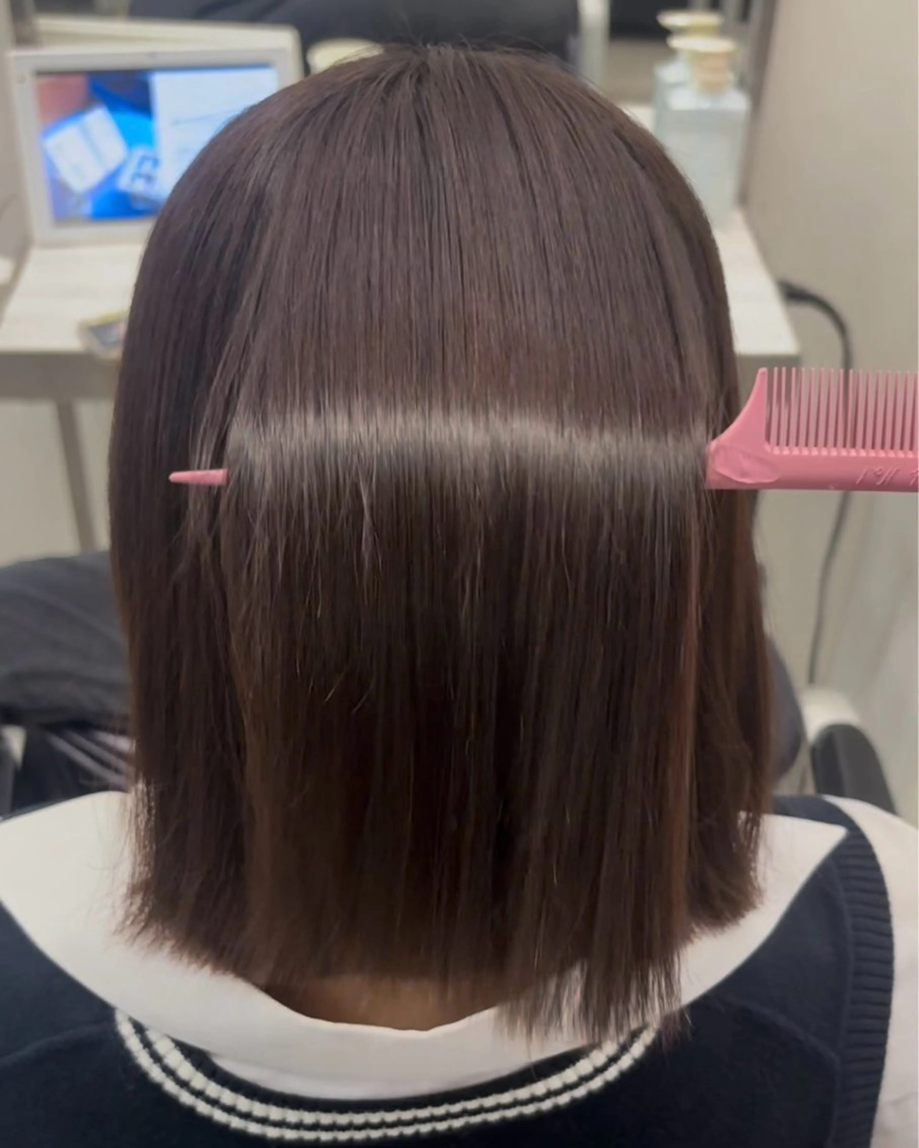 ミディアム 縮毛矯正 髪質改善/縮毛矯正/ 暖色カラー🎀🪞のヘアスタイル