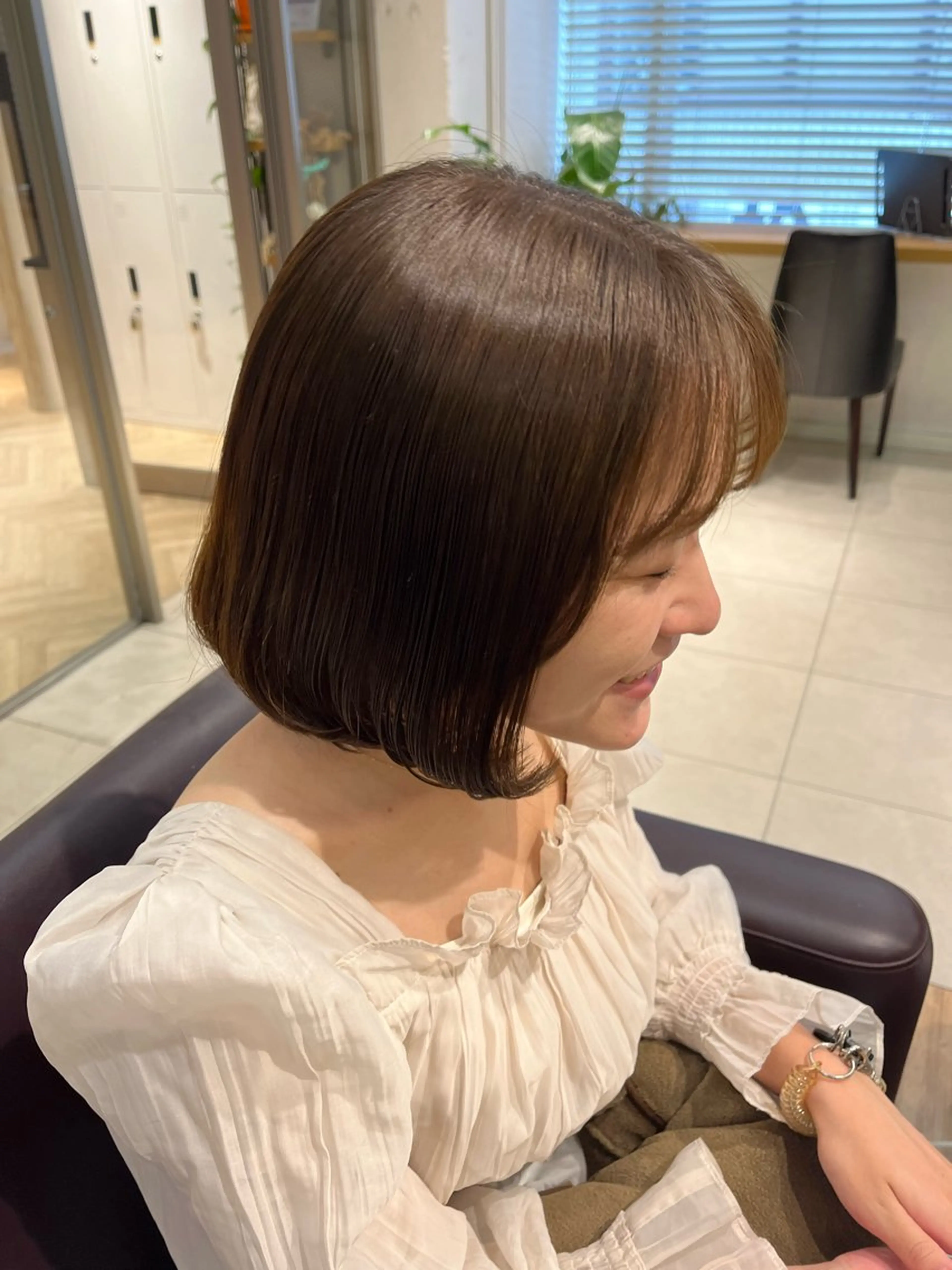 ミディアム カラー ブラウンカラー ボブ トリートメント カット ヘアカラー トリートメント 大人ボブ・ショート/ 髪質改善/深沢楓のヘアスタイル