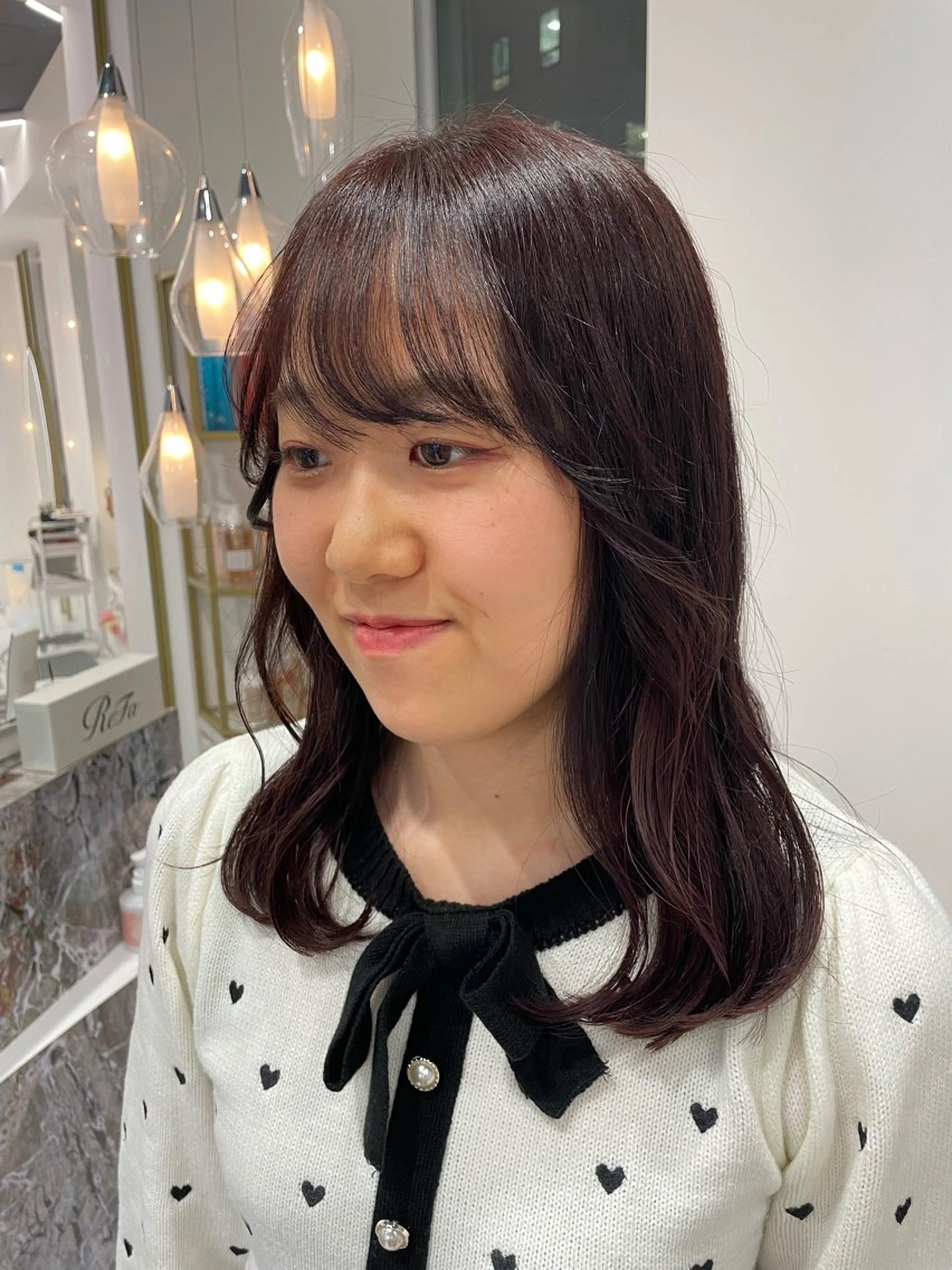 ミディアム カラー ピンクカラー MONA SAYAKAのヘアスタイル