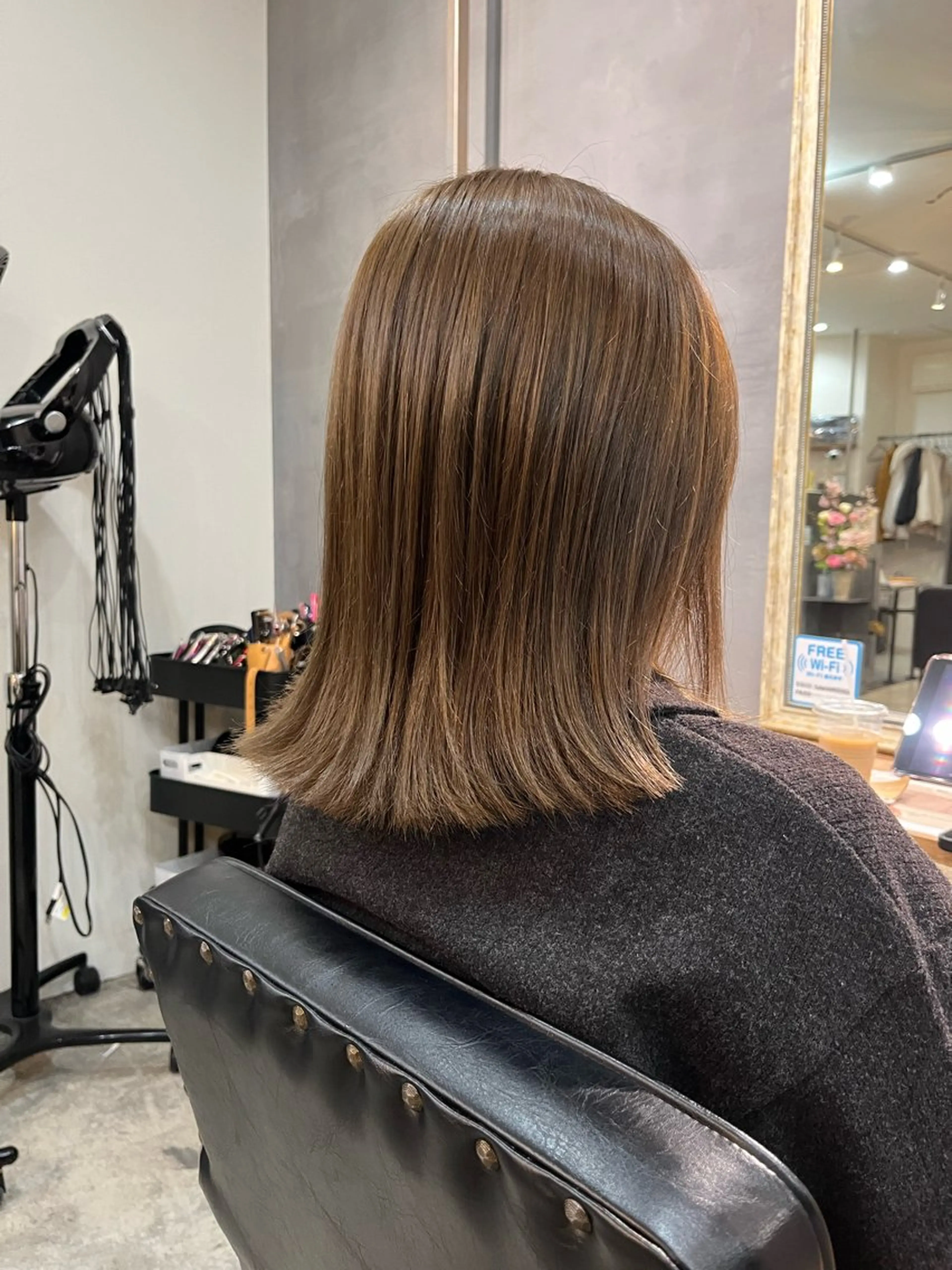 ミディアム カット ヘアカラー トリートメント パーマ／透明感 🍃Hidetoraのヘアスタイル