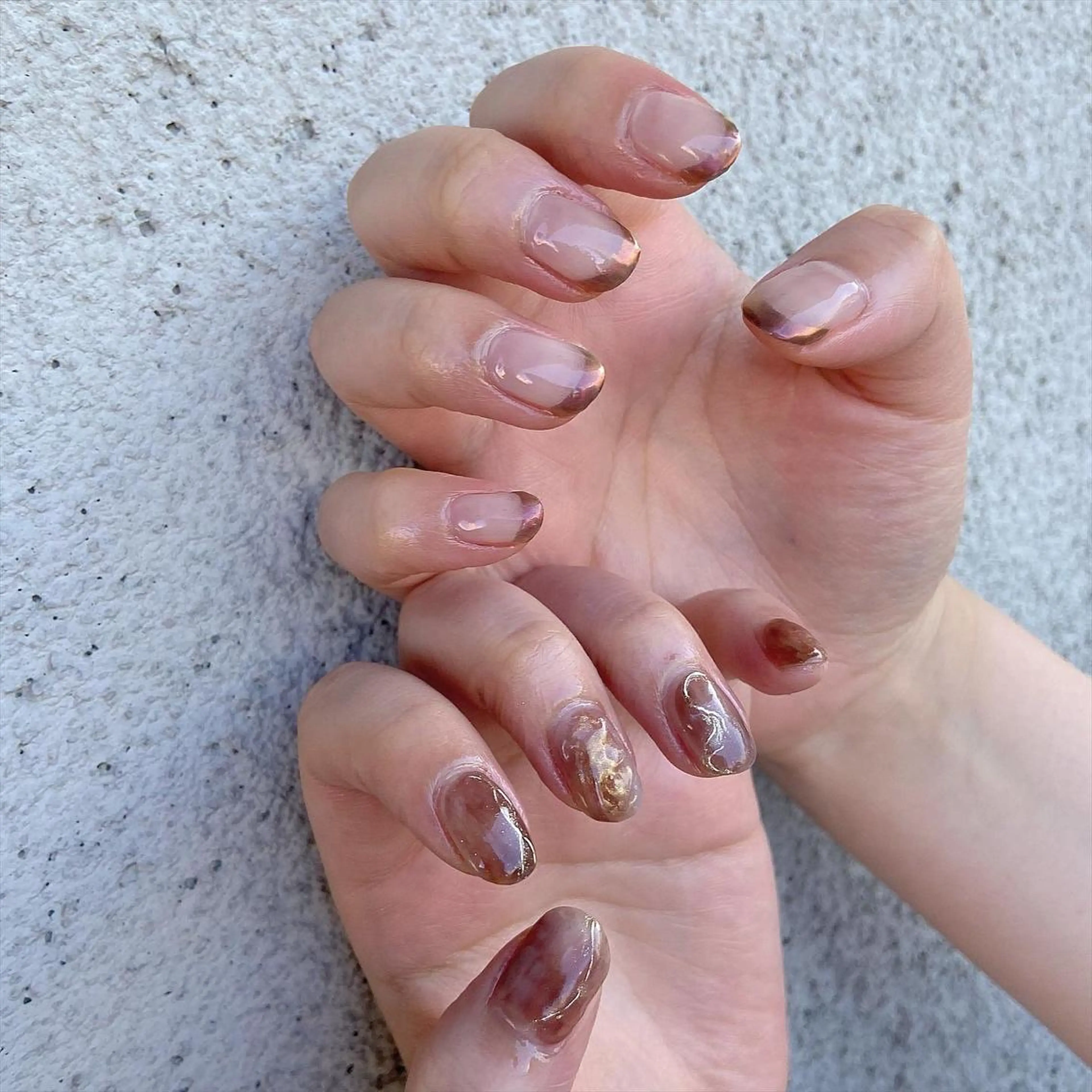 ネイル フレンチネイル ミラーネイル ニュアンスネイル ハンドネイル 𝕄𝕚𝕪𝕦🤍 自由が丘⌇パラジェルのネイルデザイン