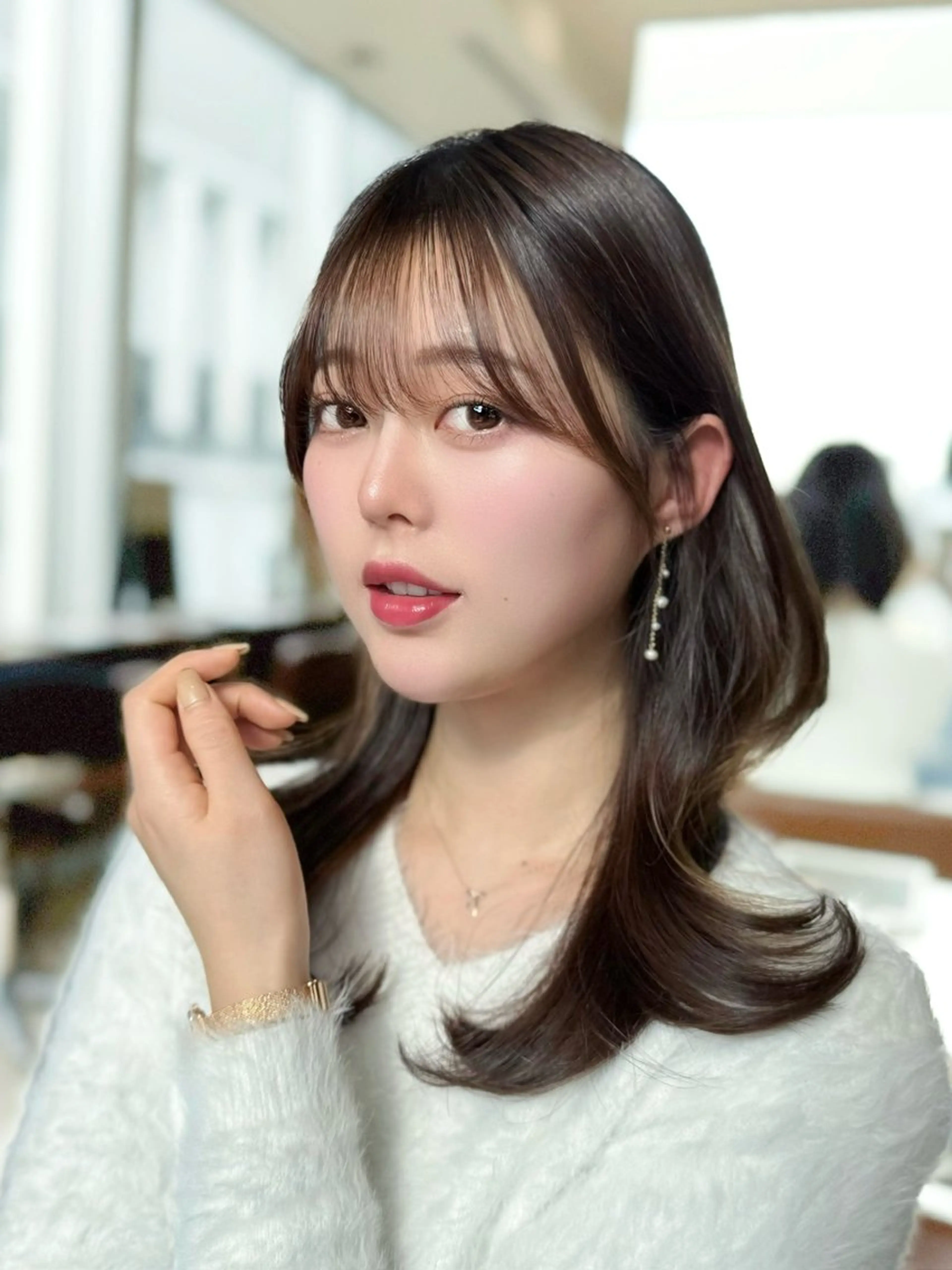 ミディアム カラー ヘアアレンジ カット ヘアカラー トリートメント 最小顔周りカット/ くびれヘア/窪田洸希のヘアスタイル