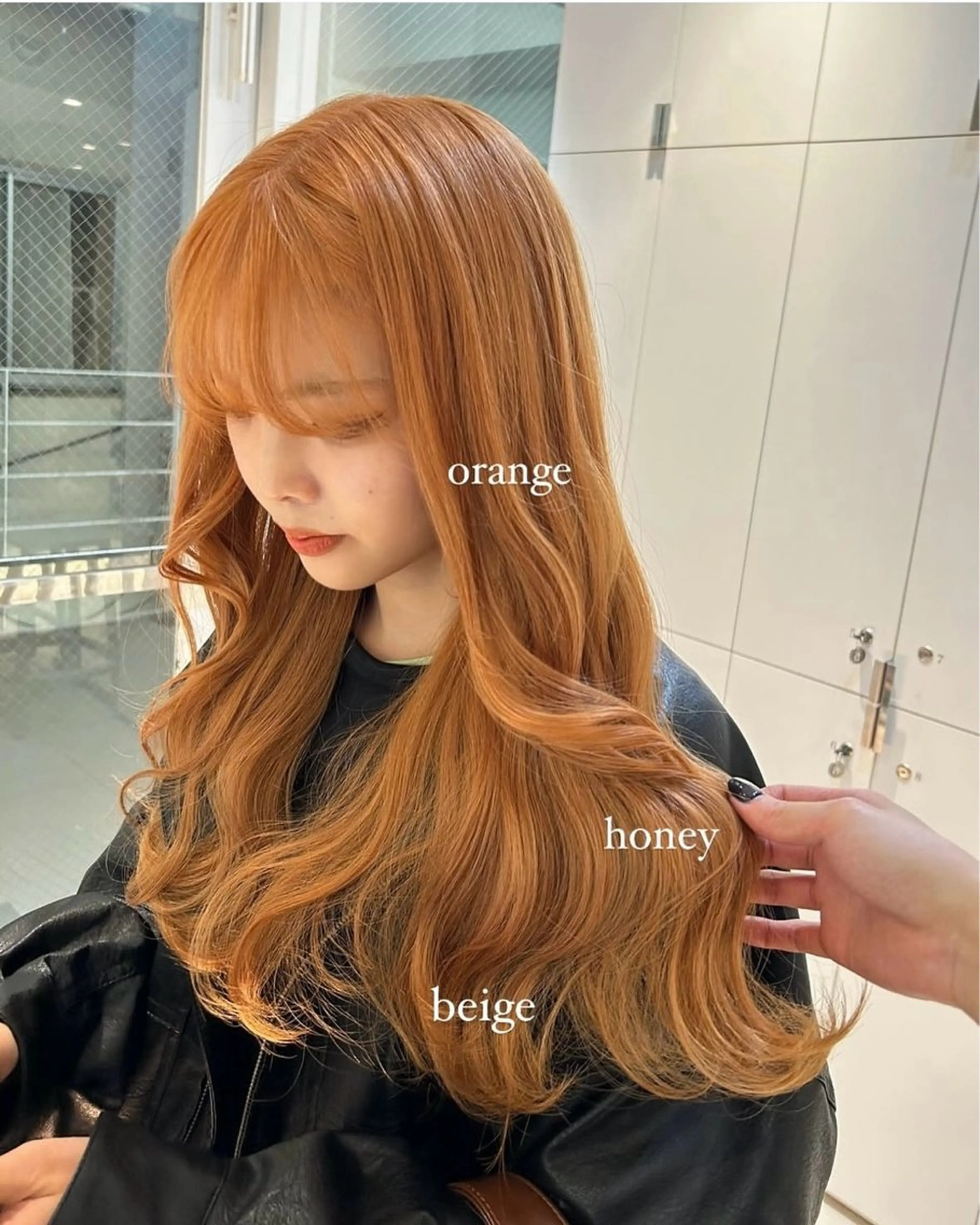 ロング カラー ベージュカラー オレンジ オレンジベージュ 《暖色/韓国hair 》🇰🇷桑原ユキネのヘアスタイル