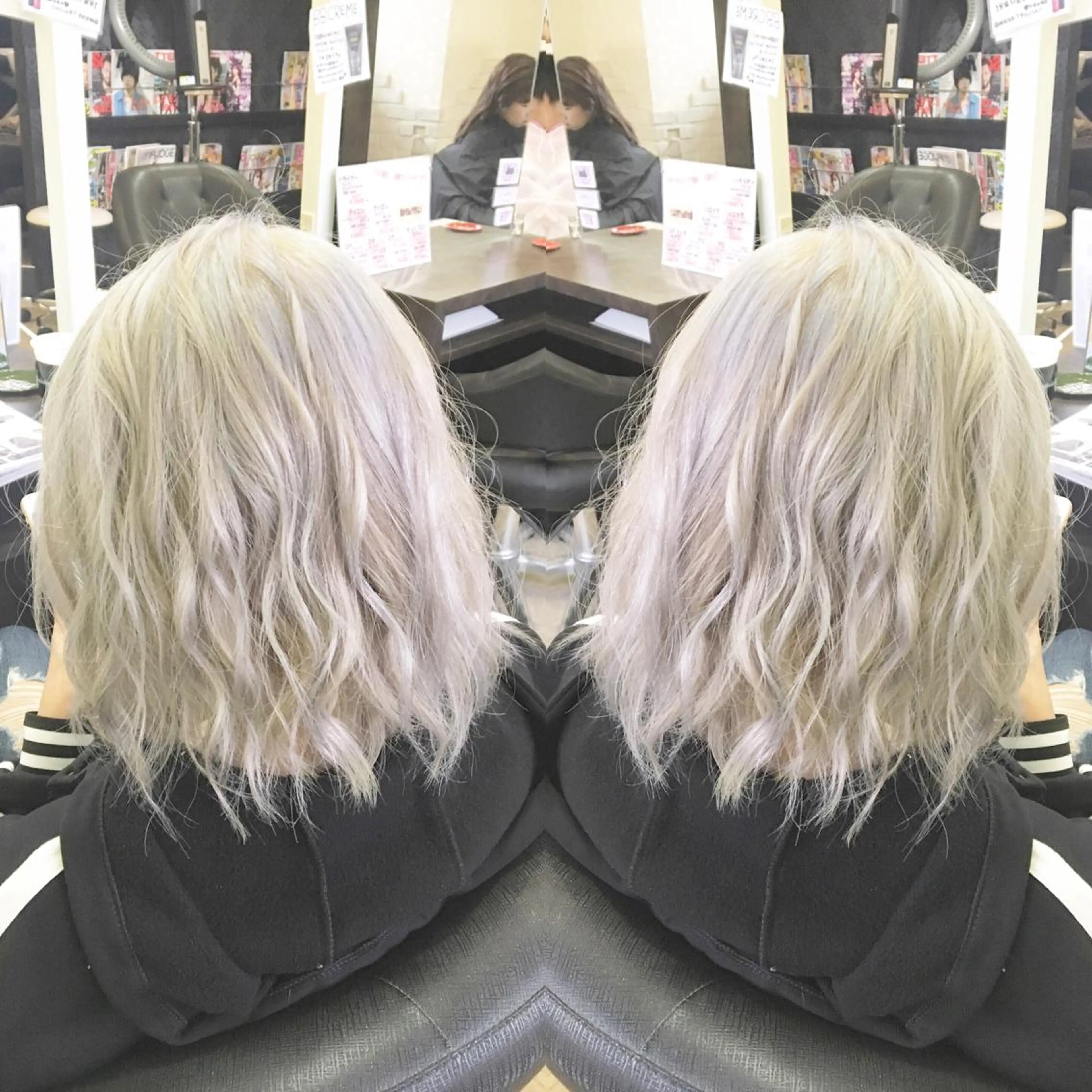 ミディアム カラー シルバー ホワイトシルバー 💓シールエクステ for...のヘアスタイル