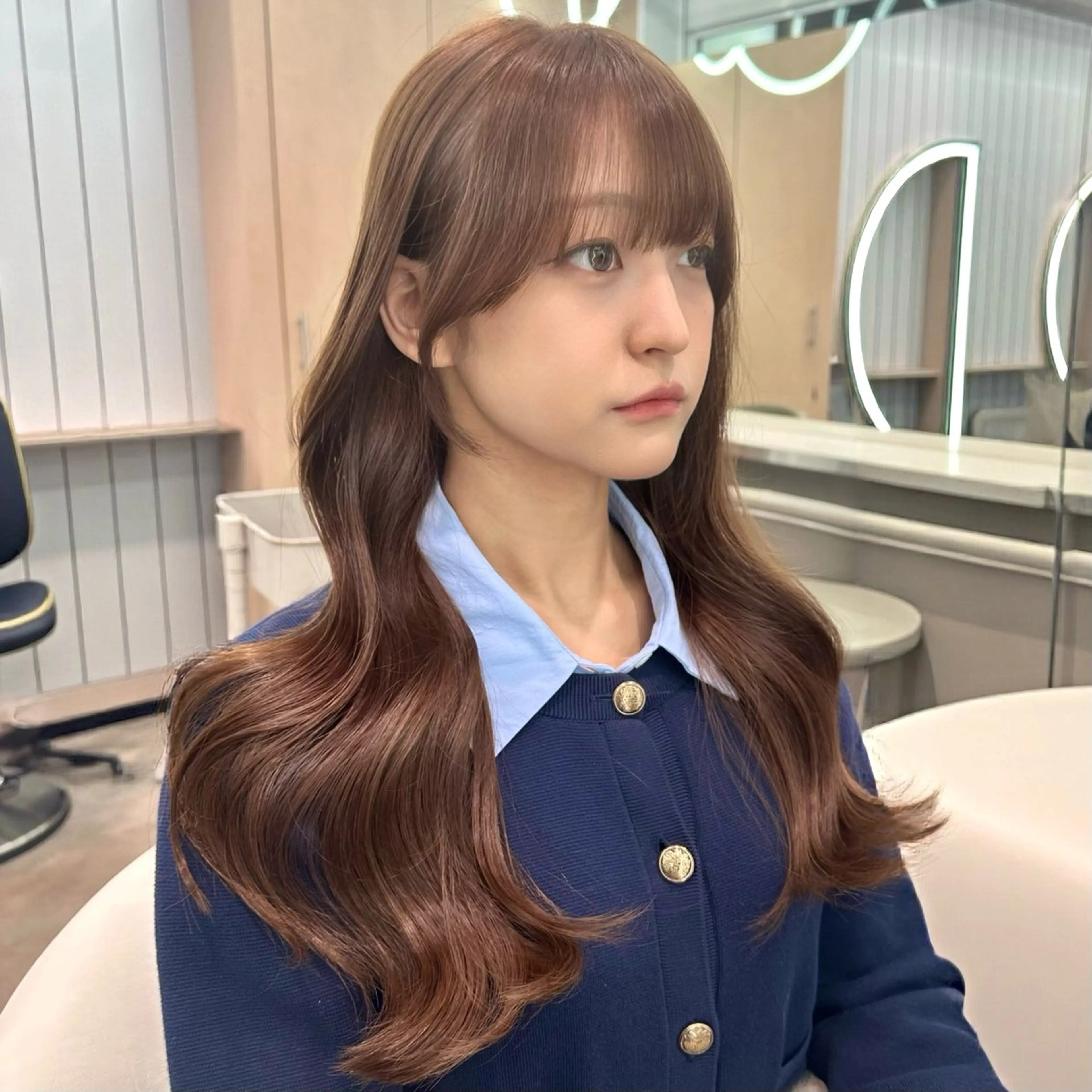 ミディアム カット ヘアカラー トリートメント ブリーチなしW🎀 髪質改善/はのんのヘアスタイル