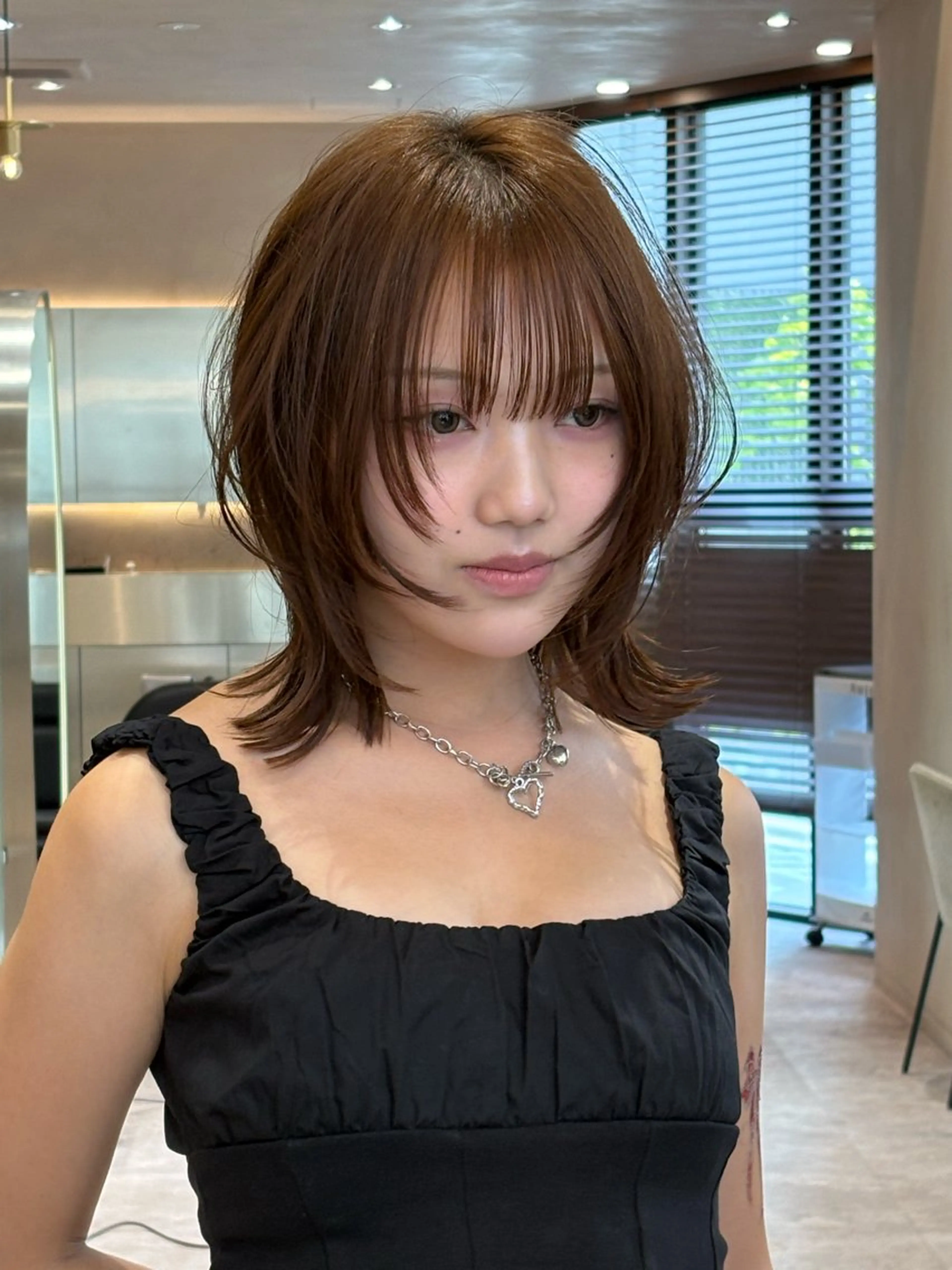 ミディアム カラー カット ヘアカラー トリートメント 垢抜けボブカット /楓のヘアスタイル