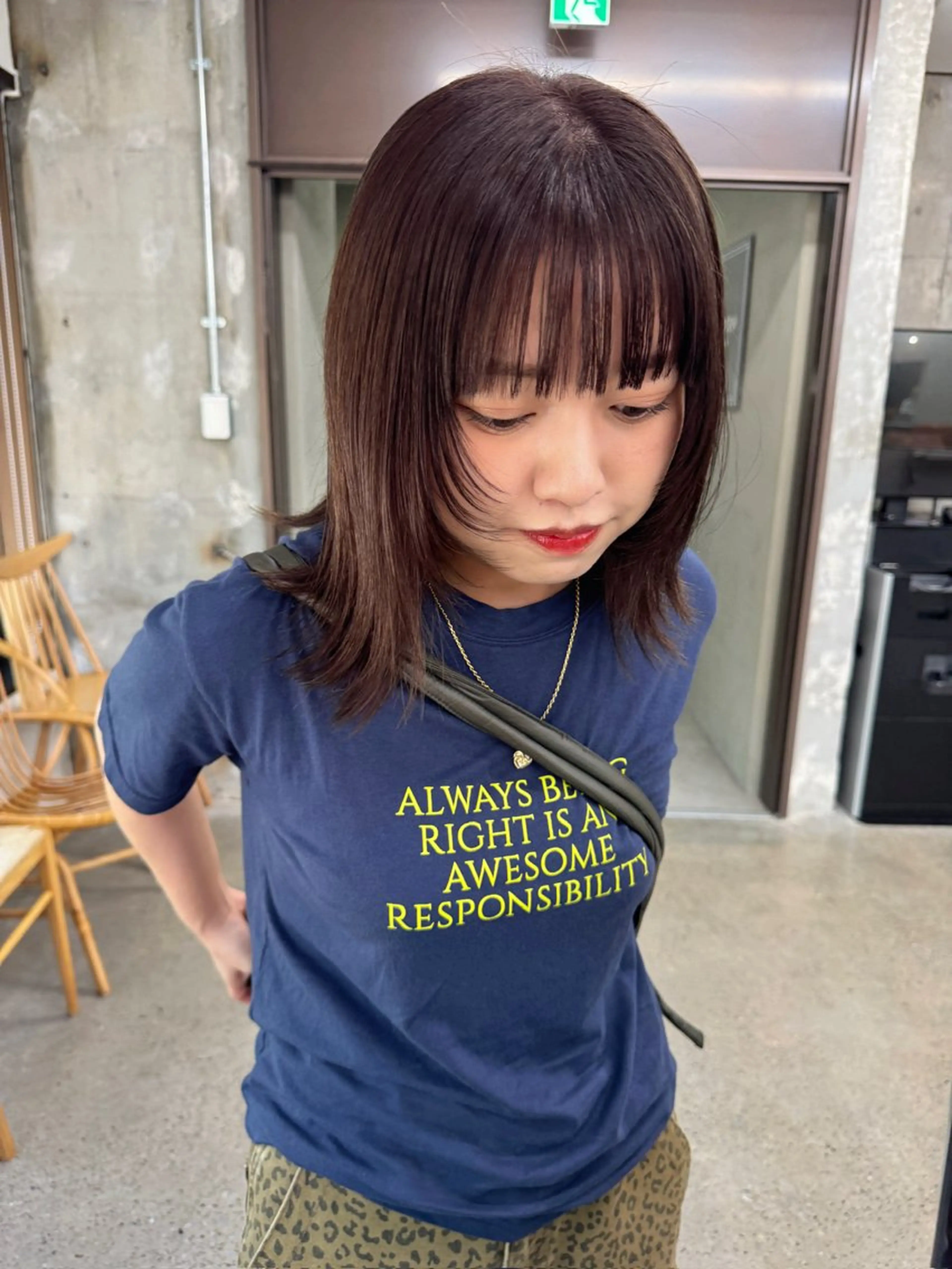 ミディアム 顔まわりレイヤー 顔周りカット レイヤーカット カット ヘアカラー トリートメント ayaka/暖色 /ニュアンスボブのヘアスタイル