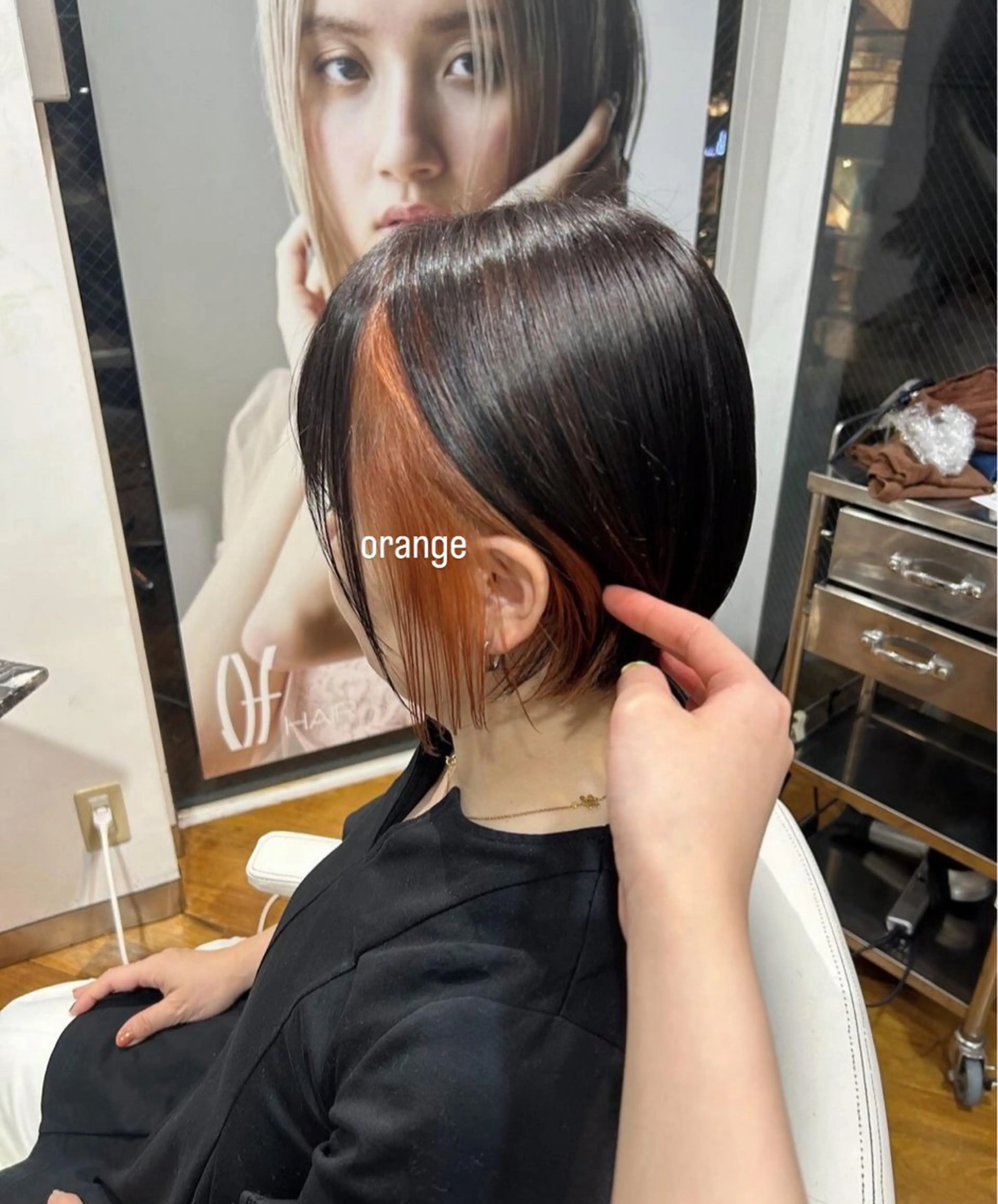 ショート カラー オレンジ ヘアカラー ありむらもえ/ インナーカラーのヘアスタイル