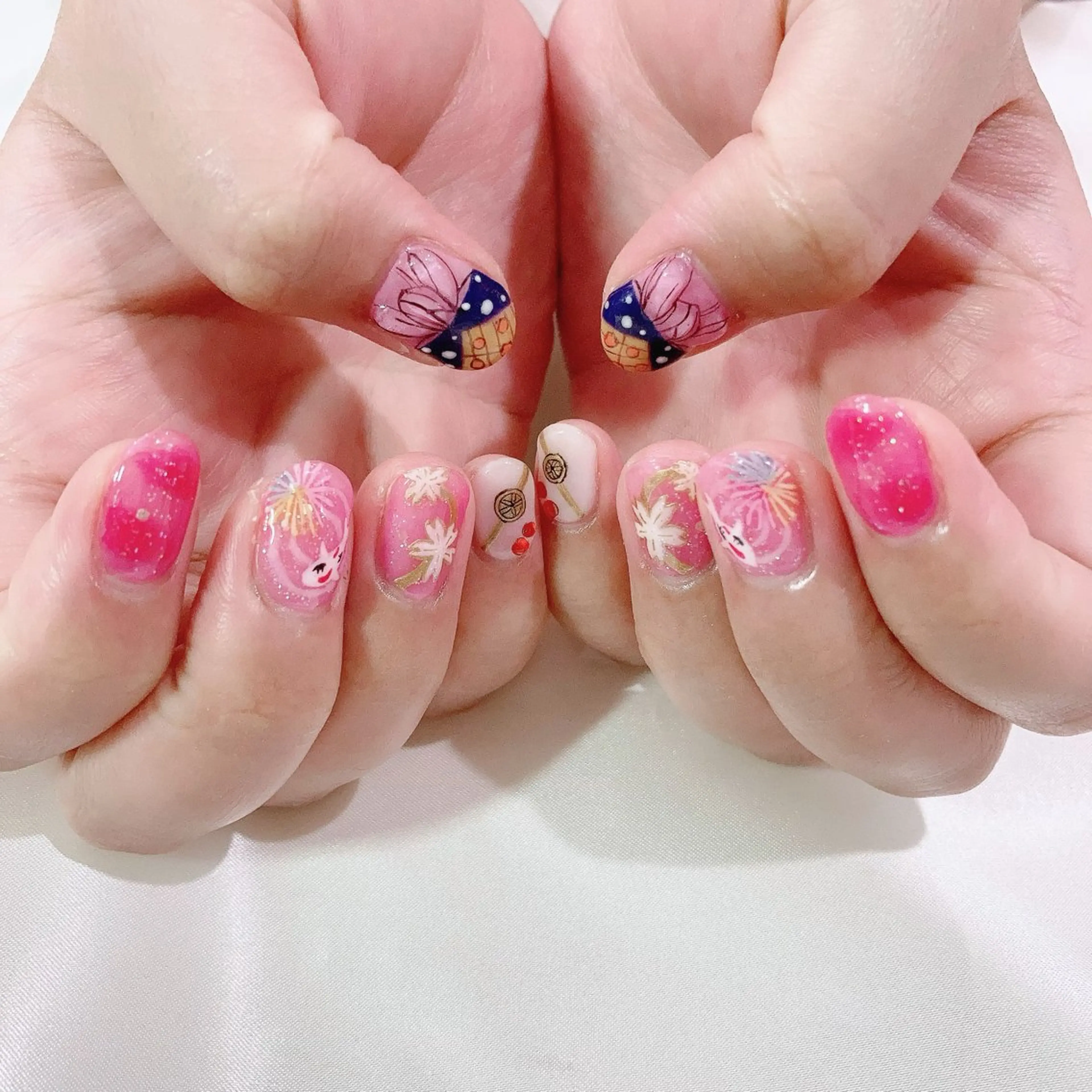ネイル ジェルネイル キラキラネイル パラジェル ぷっくりネイル 夏ネイル ハンドネイル Nail Kのネイルデザイン