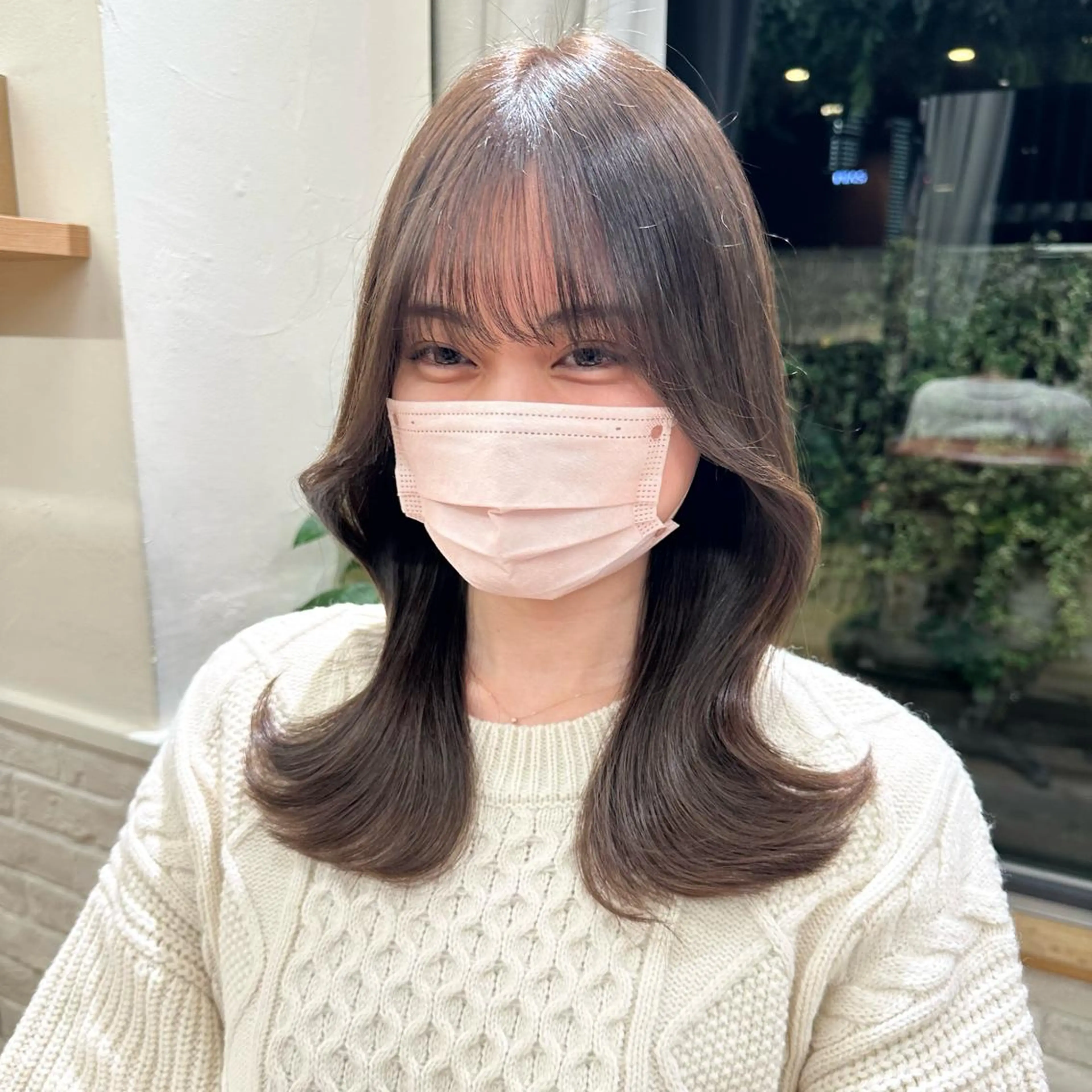 セミロング カラー パーマ ヘアアレンジ メンズ キッズ ネイル マツエク・マツパ アイブロウ ヘアセット 顔周りcut/ 艶ワンカラー♥ちさきのヘアスタイル