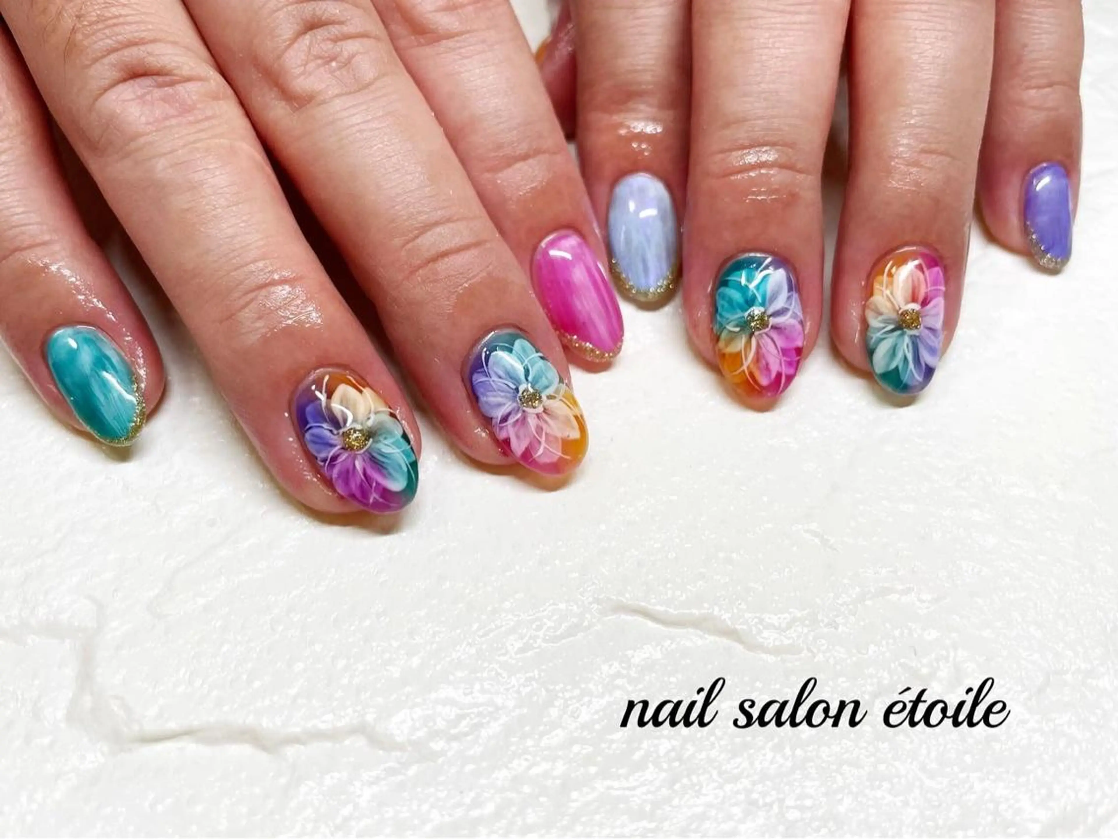 ネイル アートネイル フラワーネイル ニュアンスネイル ハンドネイル nail salon étoileのネイルデザイン