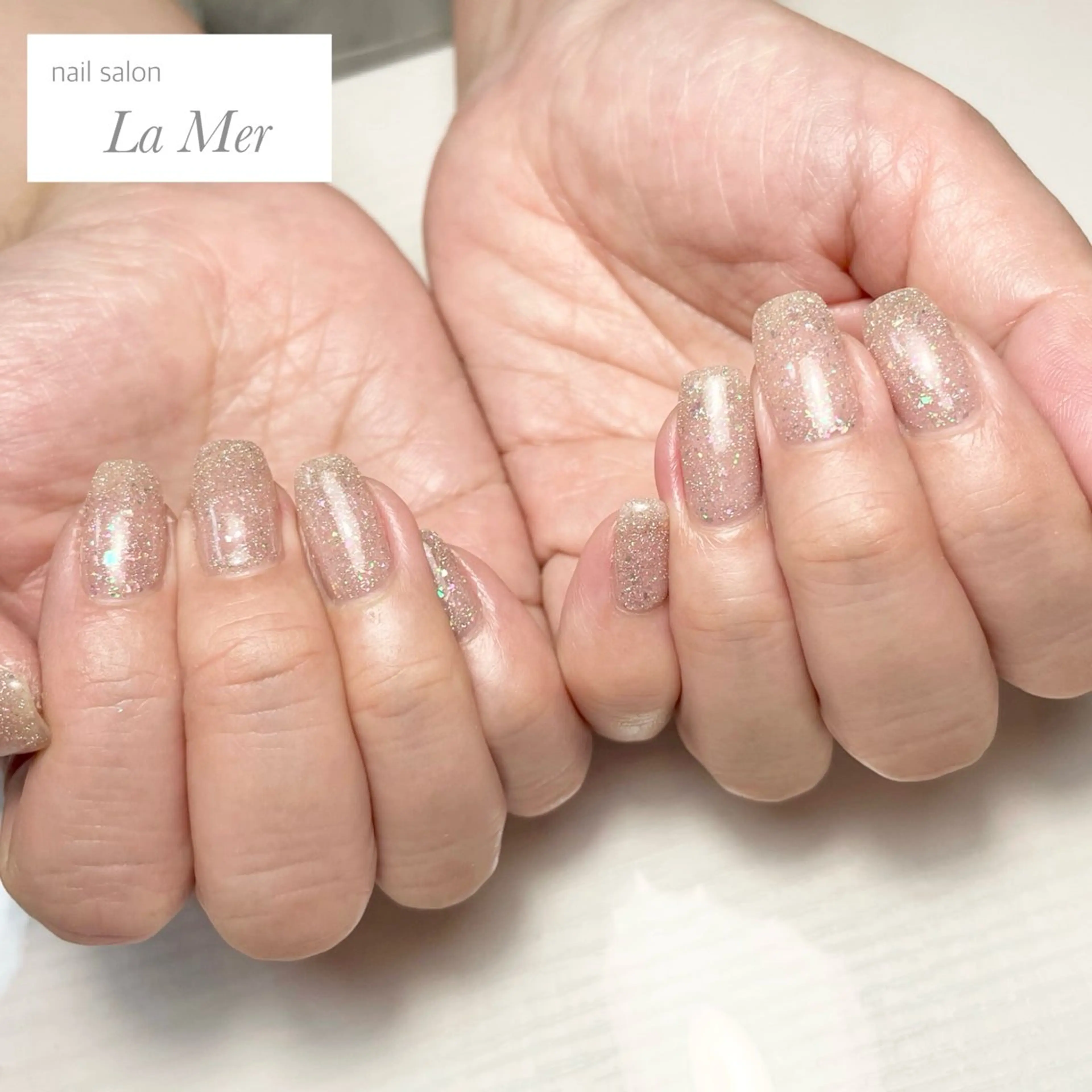 ネイル フラッシュネイル キラキラネイル ラメ(グリッター) オフィスネイル ワンカラーネイル ハンドネイル nailsalon La Merのネイルデザイン