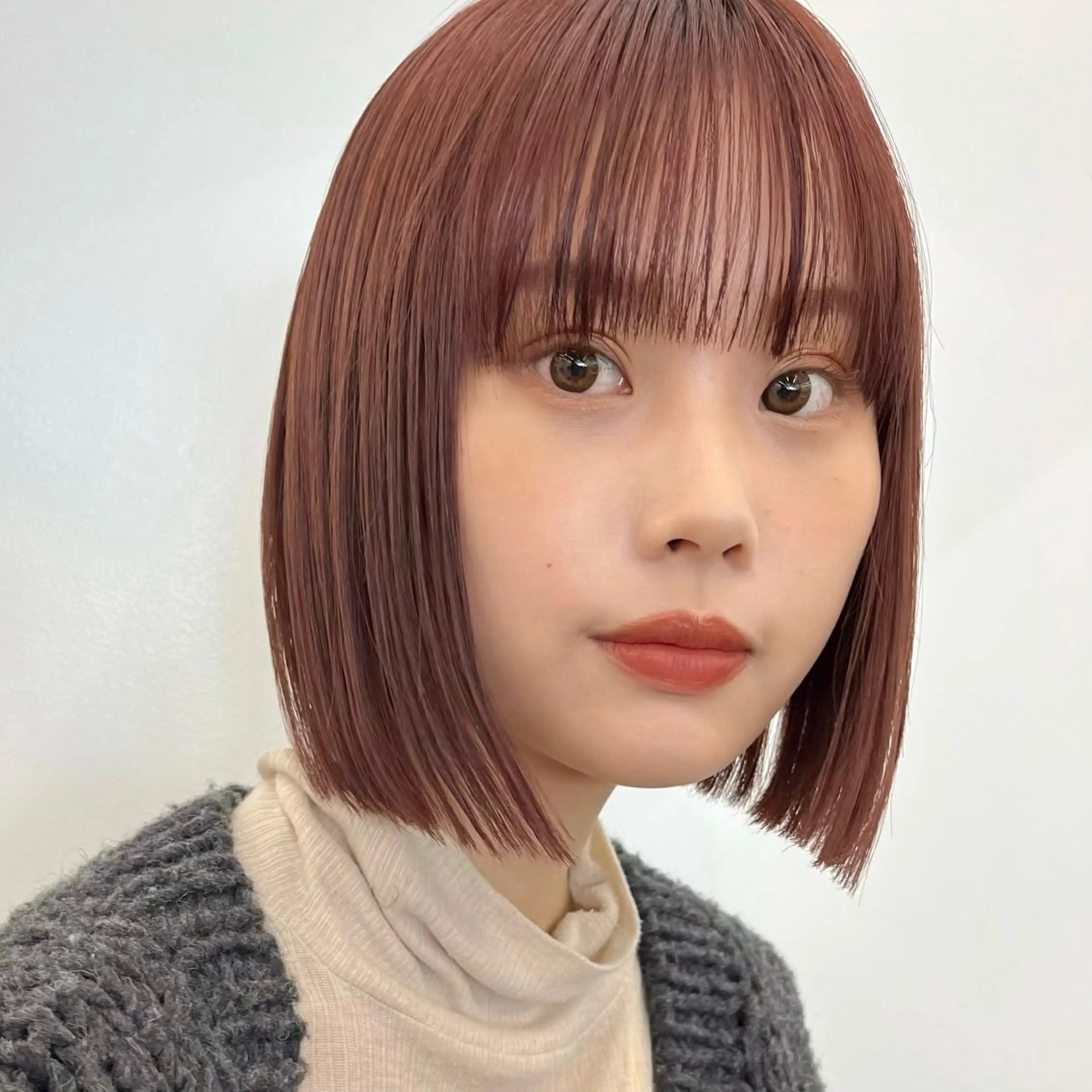 ミディアム カラー 暖色/艶髪/ボブ/ ショート/Ayaのヘアスタイル