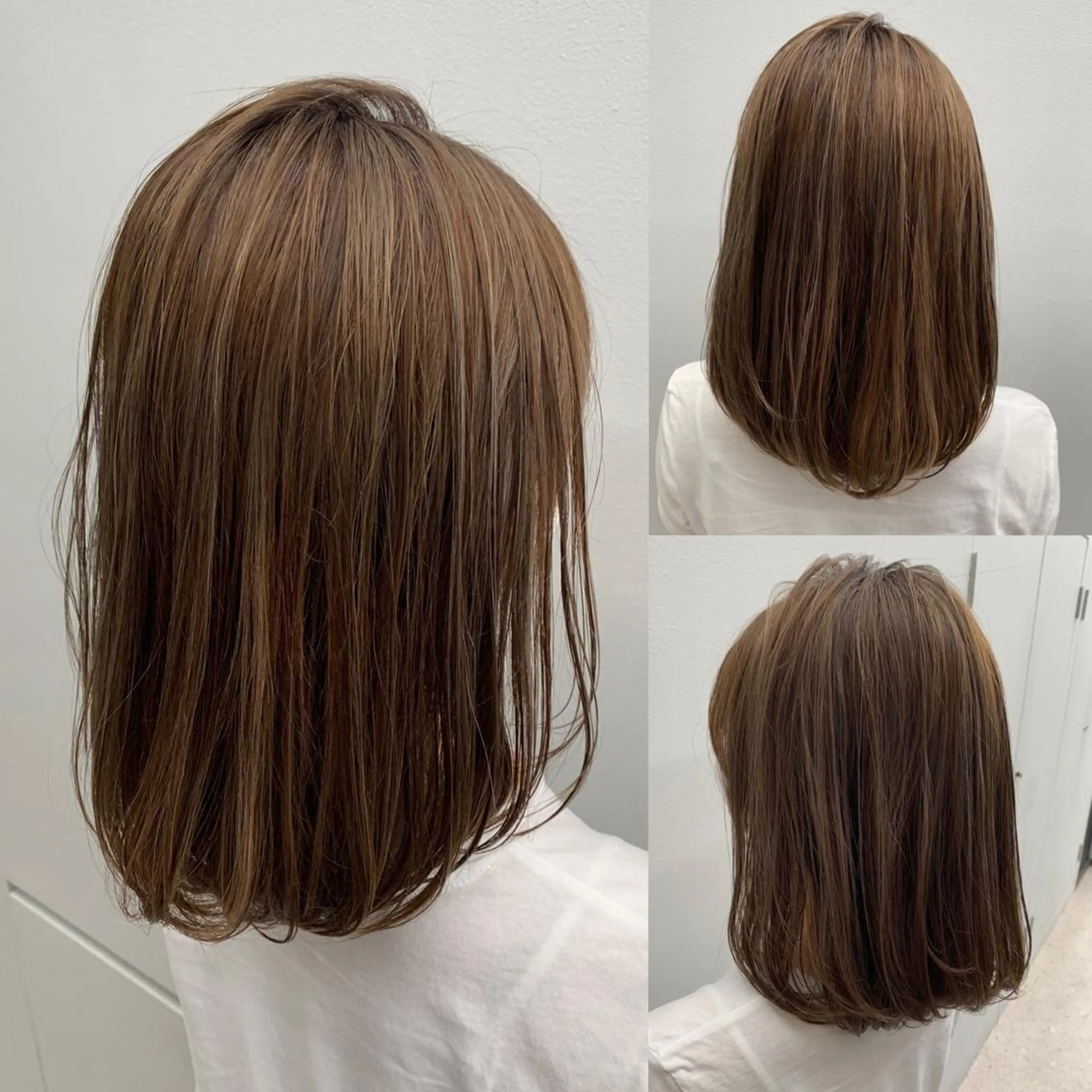 ミディアム カラー ヘアアレンジ ベージュカラー ハイライトカラー ハイライト かきあげバング hair salon darts所属・髪質改善/美髪ケア ✨岡野右京のヘアスタイル