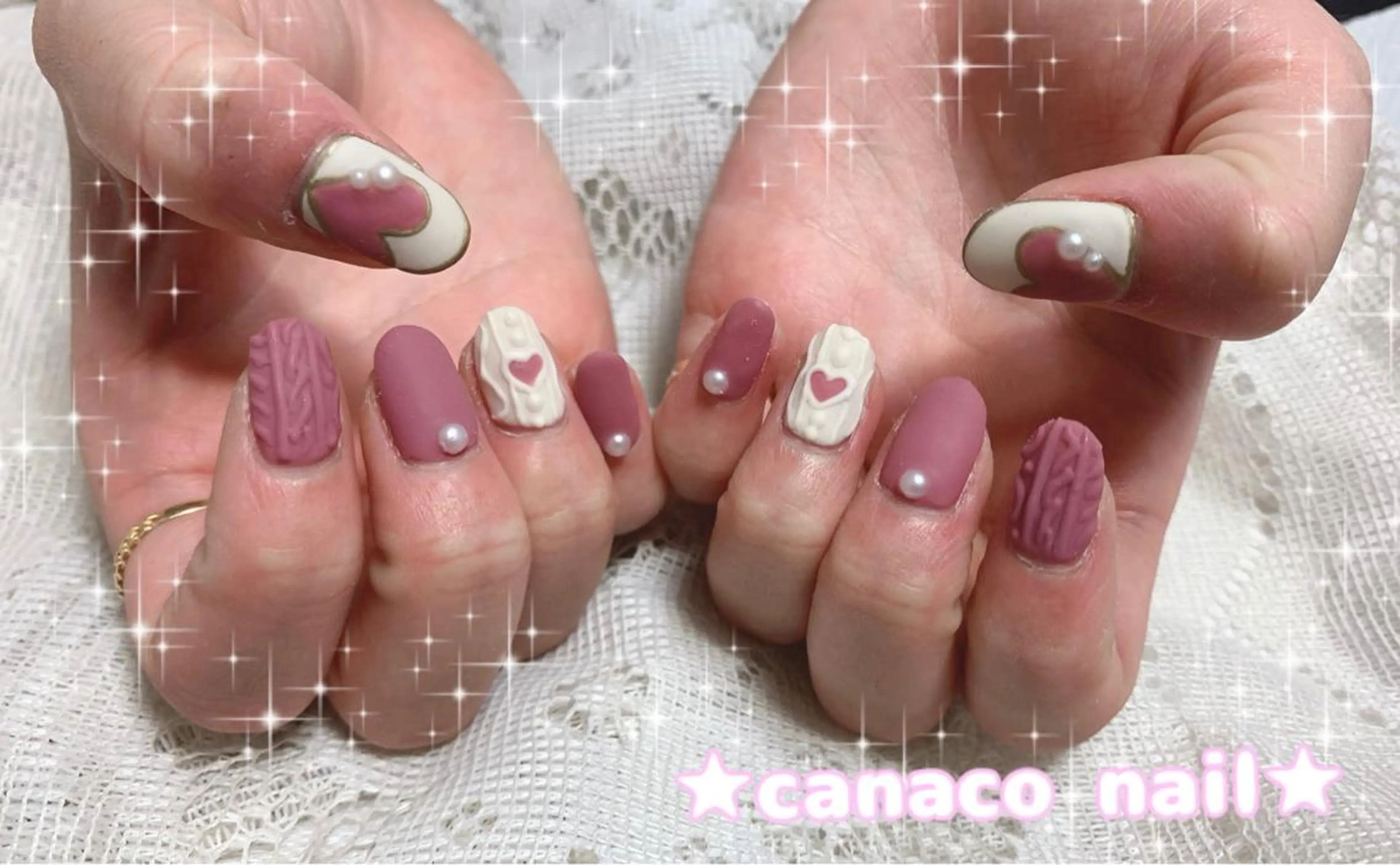 ネイル アートネイル ジェルネイル ハート マットネイル パラジェル ハンドネイル ハンドケア Felice所属・ベテランネイル cnc nailのネイルデザイン