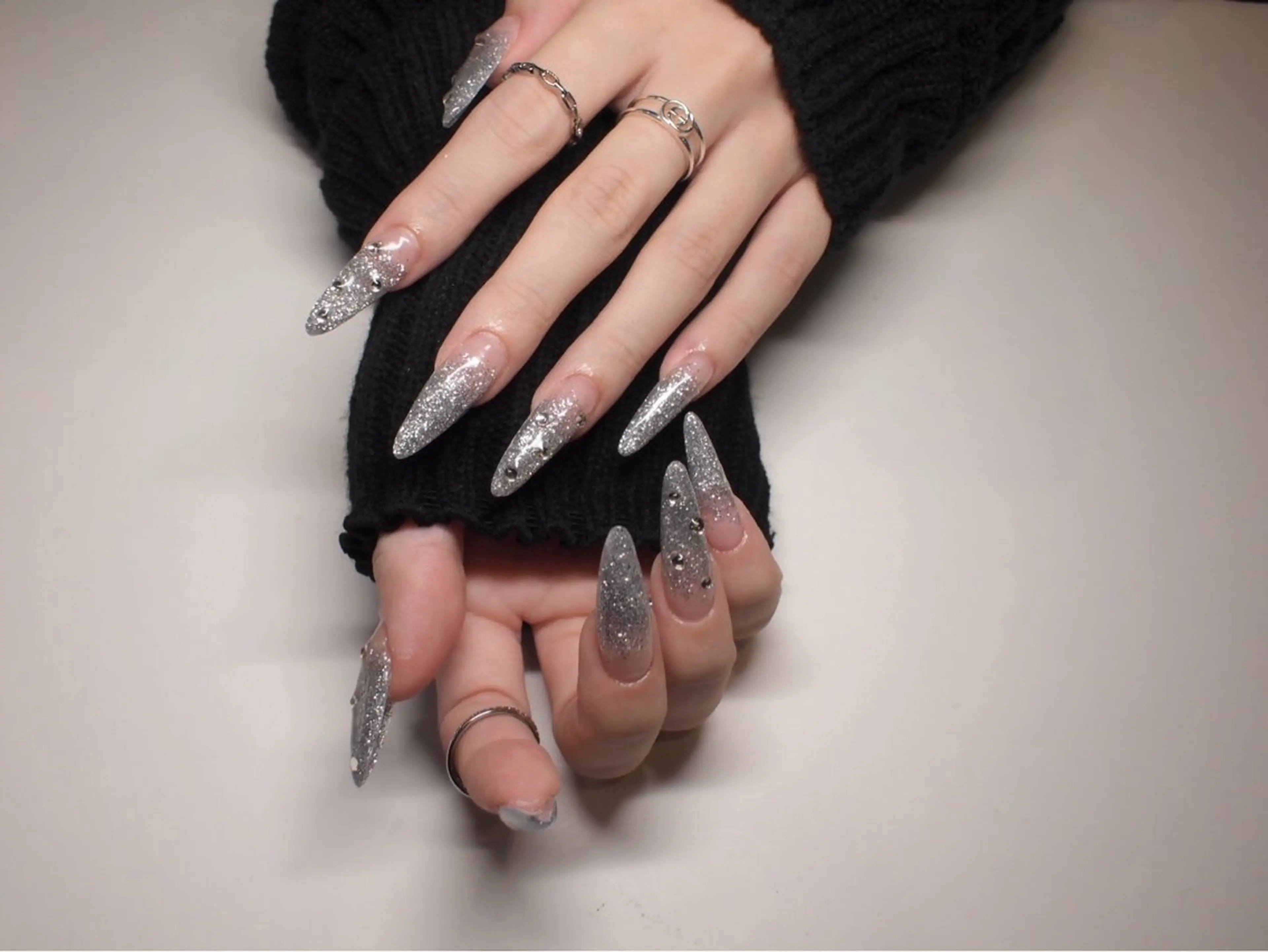 ネイル グラデーション ラメ(グリッター) ラメグラデーション スカルプネイル 【ＯＲＧＡＮ】 nailのネイルデザイン
