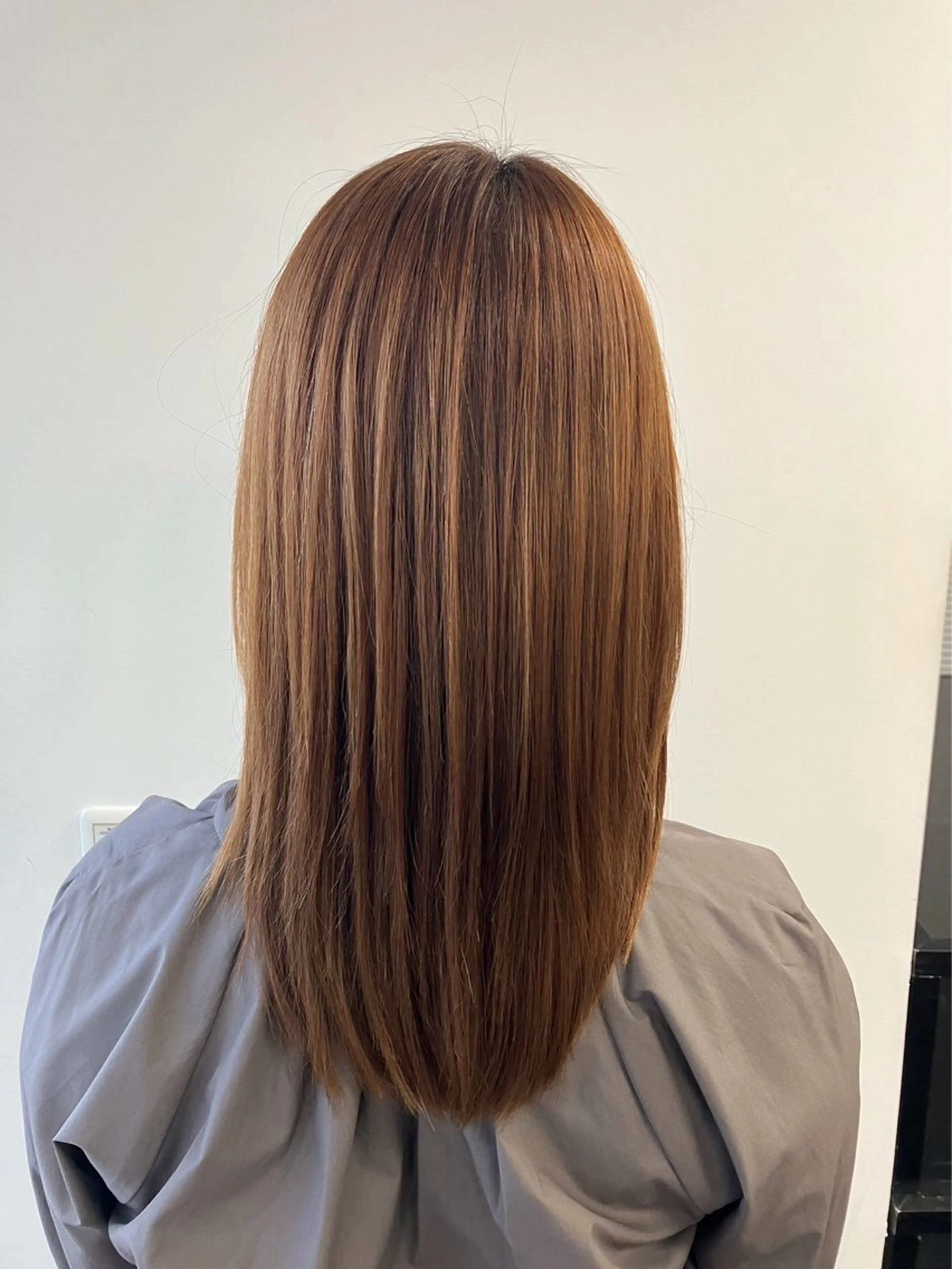 セミロング ハイライト 縮毛矯正 縮毛矯正 長野 英聡のヘアスタイル