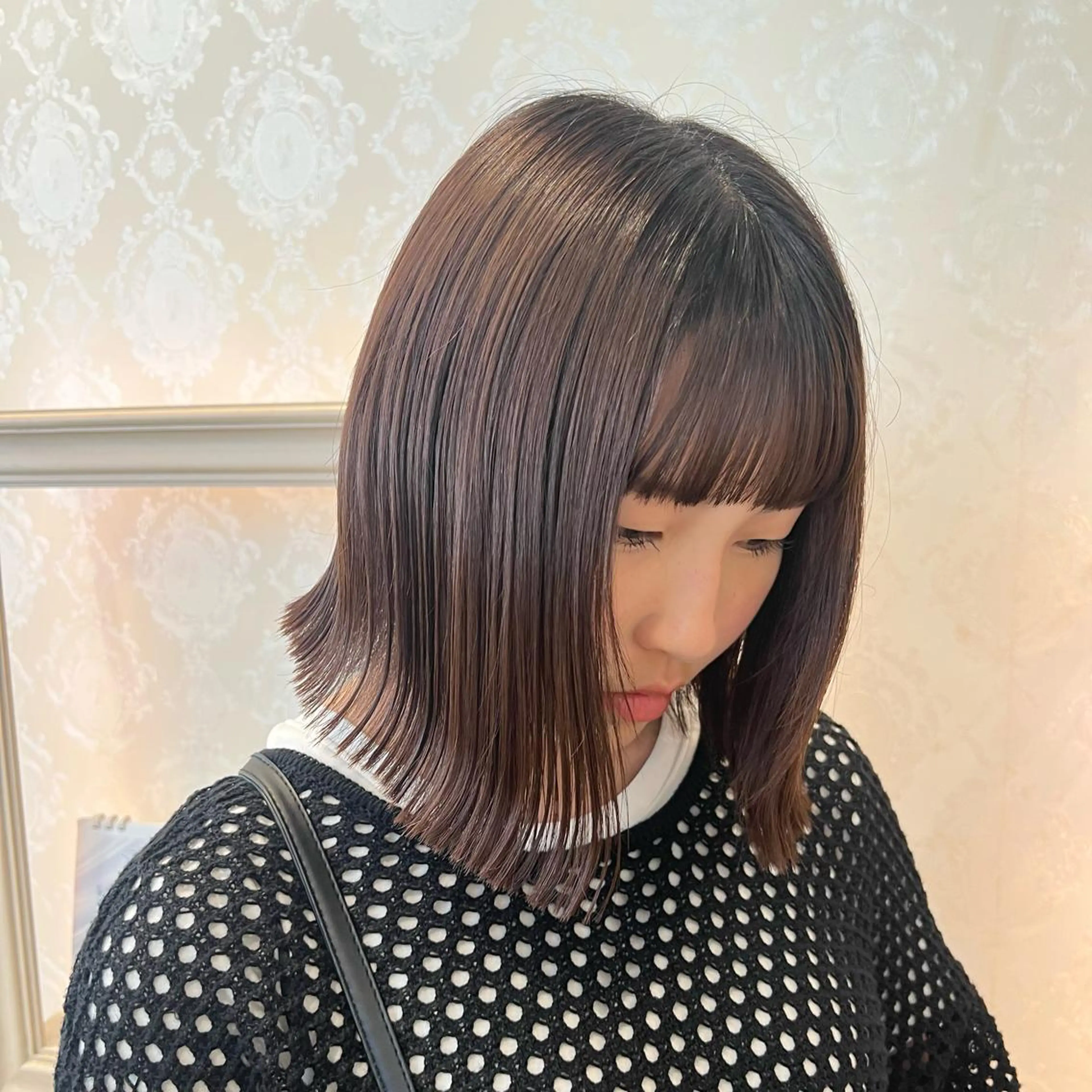 セミロング ボブ SALOWIN川崎WEST店所属・🌷川崎/アレンジ/ 暖色ボブ/コトネ🌷のヘアスタイル
