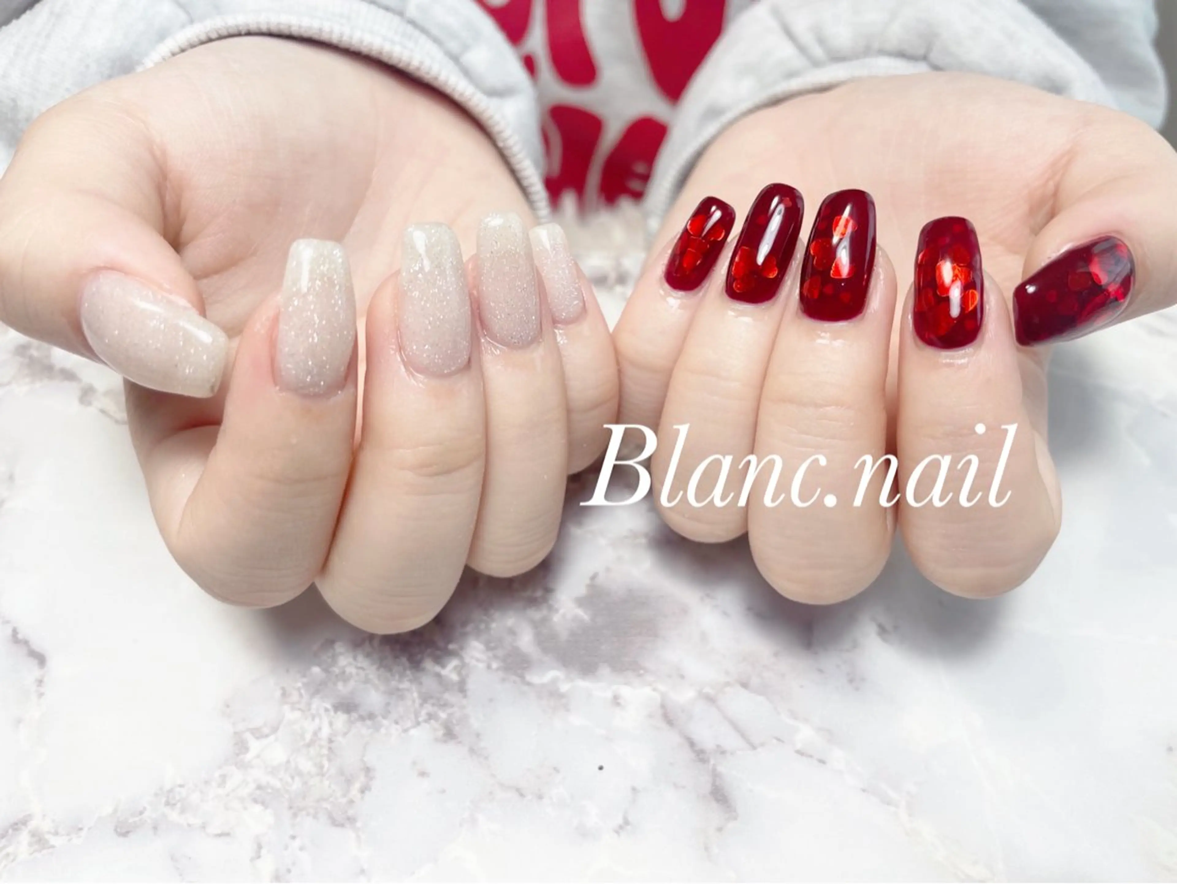 メンズ ネイル フラッシュネイル ジェルネイル ハート キラキラネイル ニュアンスネイル ハンドネイル BLANCEnail所属・BLANCnail yuuのネイルデザイン