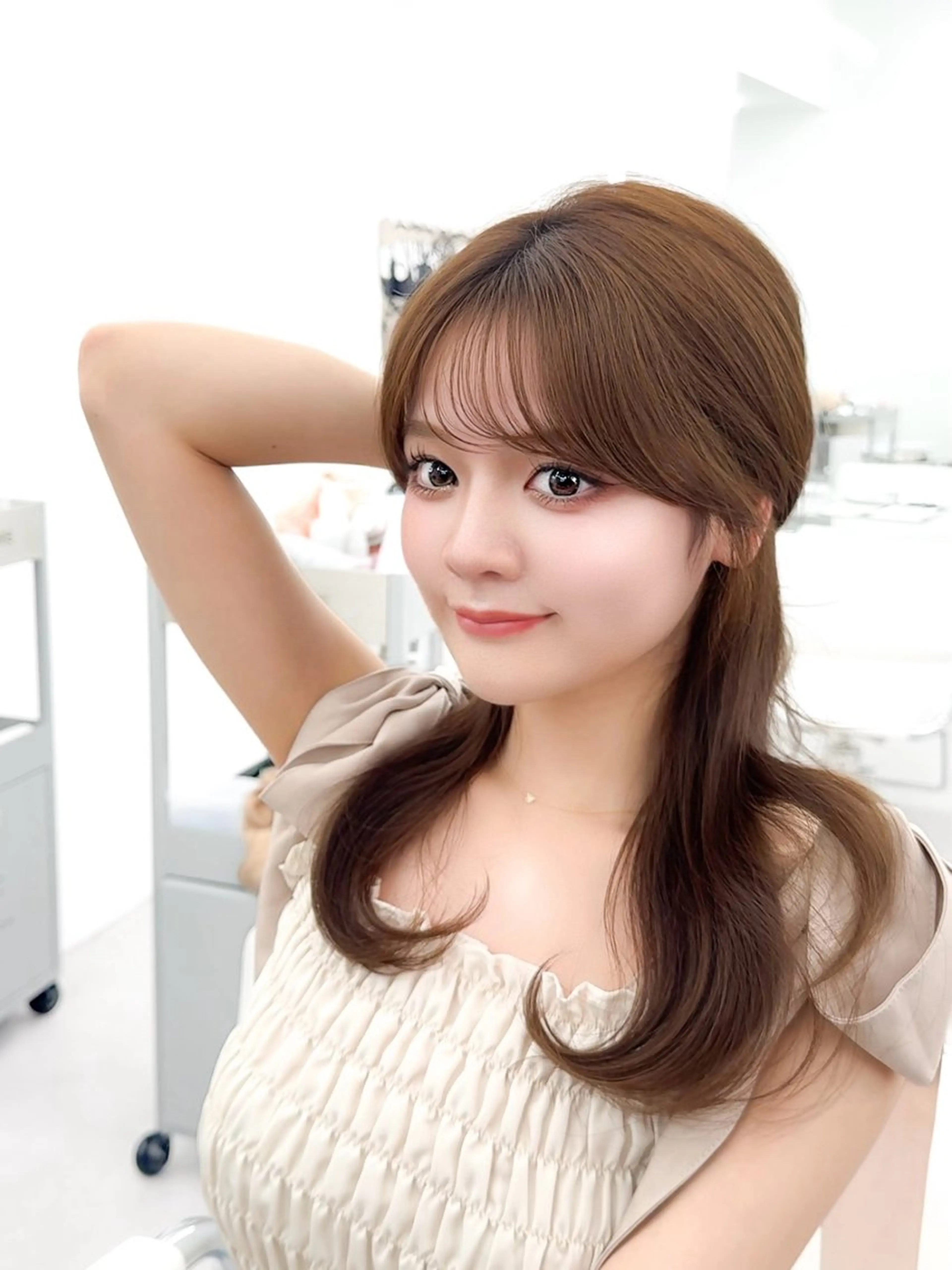 ミディアム カラー ヘアアレンジ 最小顔周り&レイヤー 特化/池袋/kokiのヘアスタイル